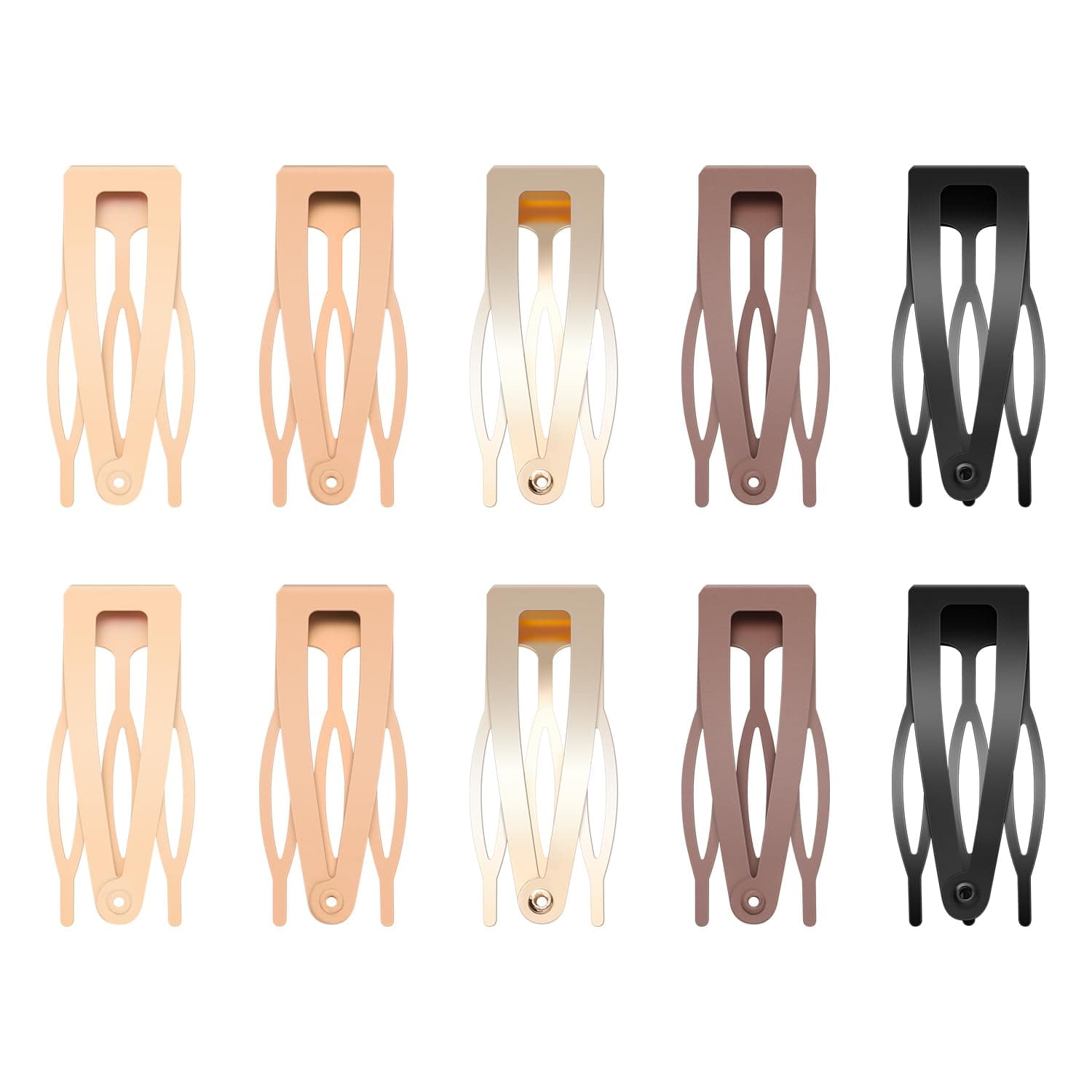 Sightor 10 Pcs Double Grip Hair Clips, Metal Snap Hair Clips Hair Barrettes for Women Hair Making Salon Supplies Hair Accessories (Black, Brown, Beige, Khaki, Gold)