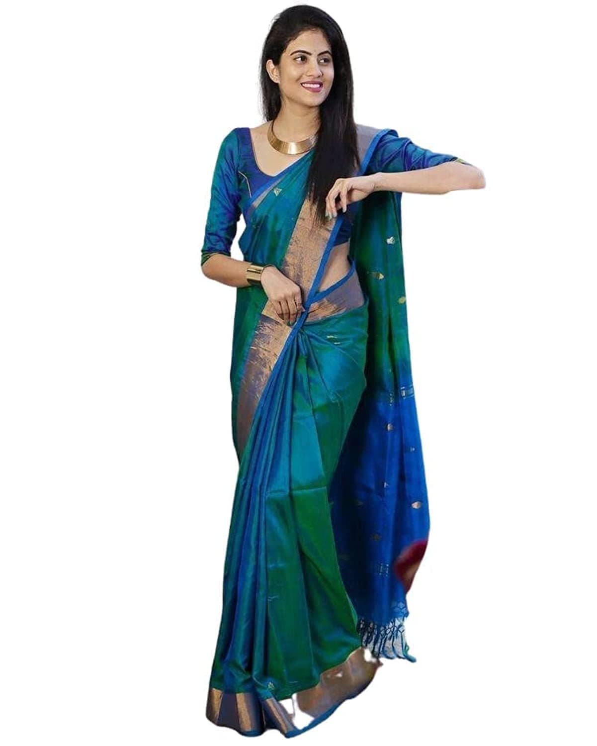 SGF11 Women's Kanjivaram Soft Silk Saree With Blouse Piece 6.3metres