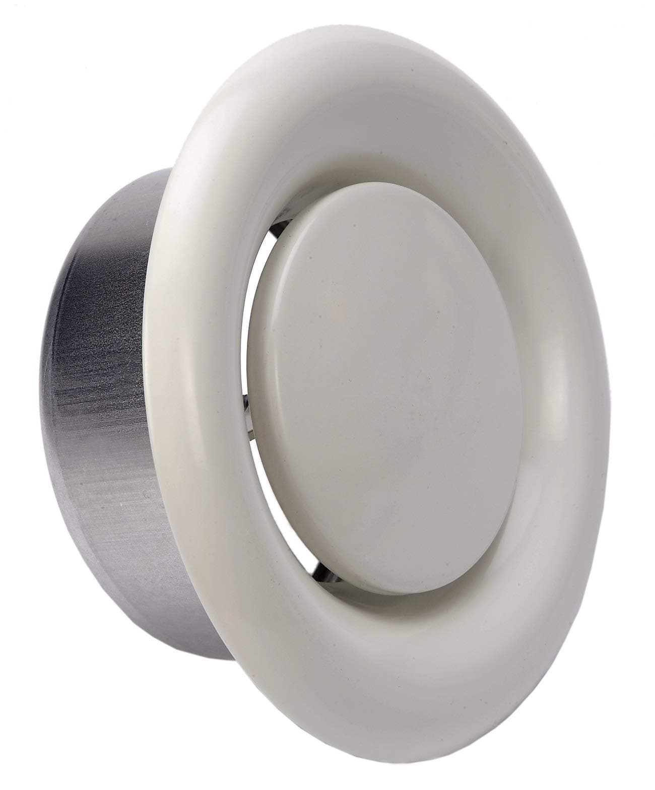 Round Ceiling Vent Diffuser 100mm (4"), Disc Valve, Extract Grille, White Ventilation Ceiling Round Diffuser, Adjusted Clockwise/Anticlockwise Ceiling Air Vent, Regulated Disc Valve (Dia: 100 mm)