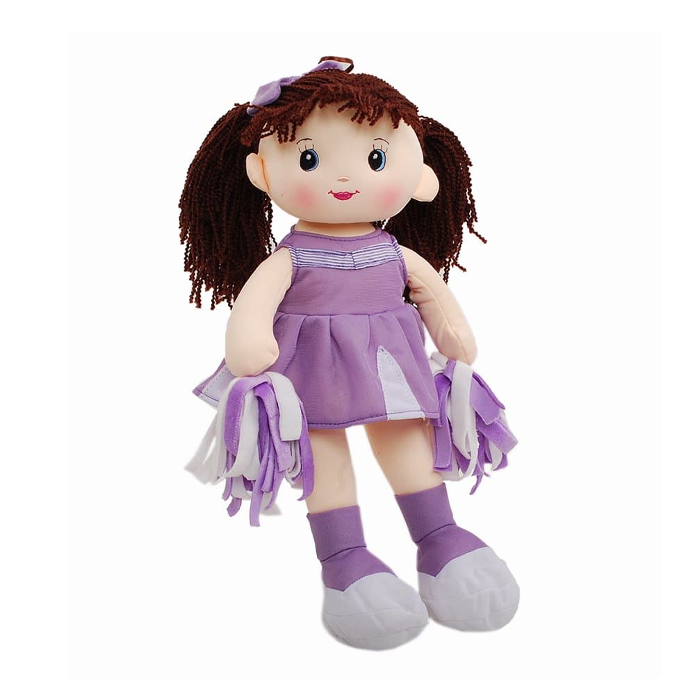 Linzy Lucia Cheerleader Rag Doll, Purple 16"