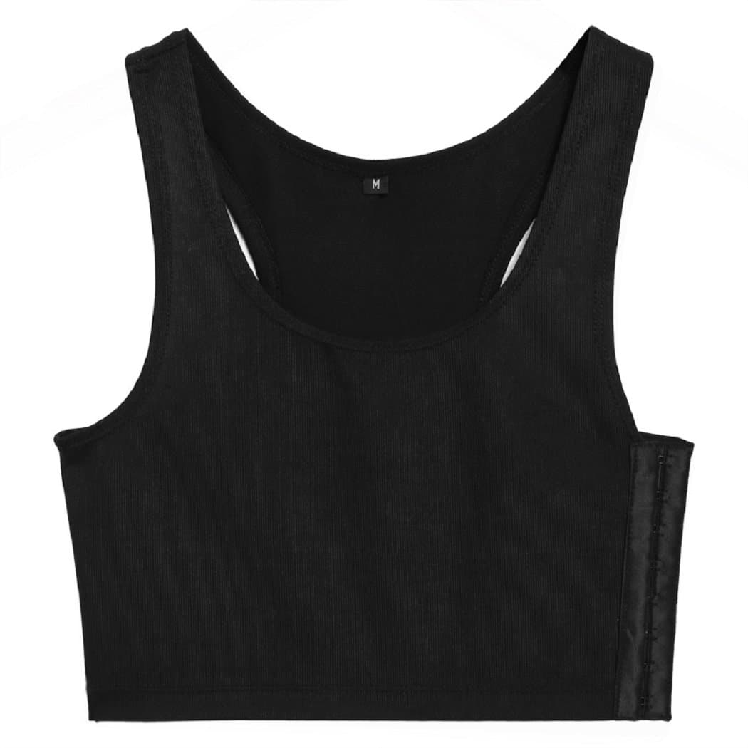 afferty Tomboy Slim Fit Undershirt Short Chest Breast Binder Vest Bra Trans Tank Tops for Lesbian -Three Rows