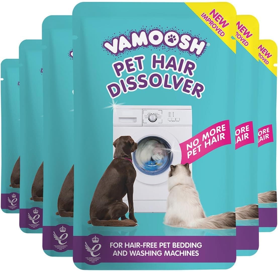 Pet Hair Dissolver - Pet Hair Remover for Washing Machines, 6x100g, Removes Odour Dissolves Dog, Cat, Horse, Animal Fur, Cleans Bedding in Washing Machine, Easy to Use, Up to 6 Washes