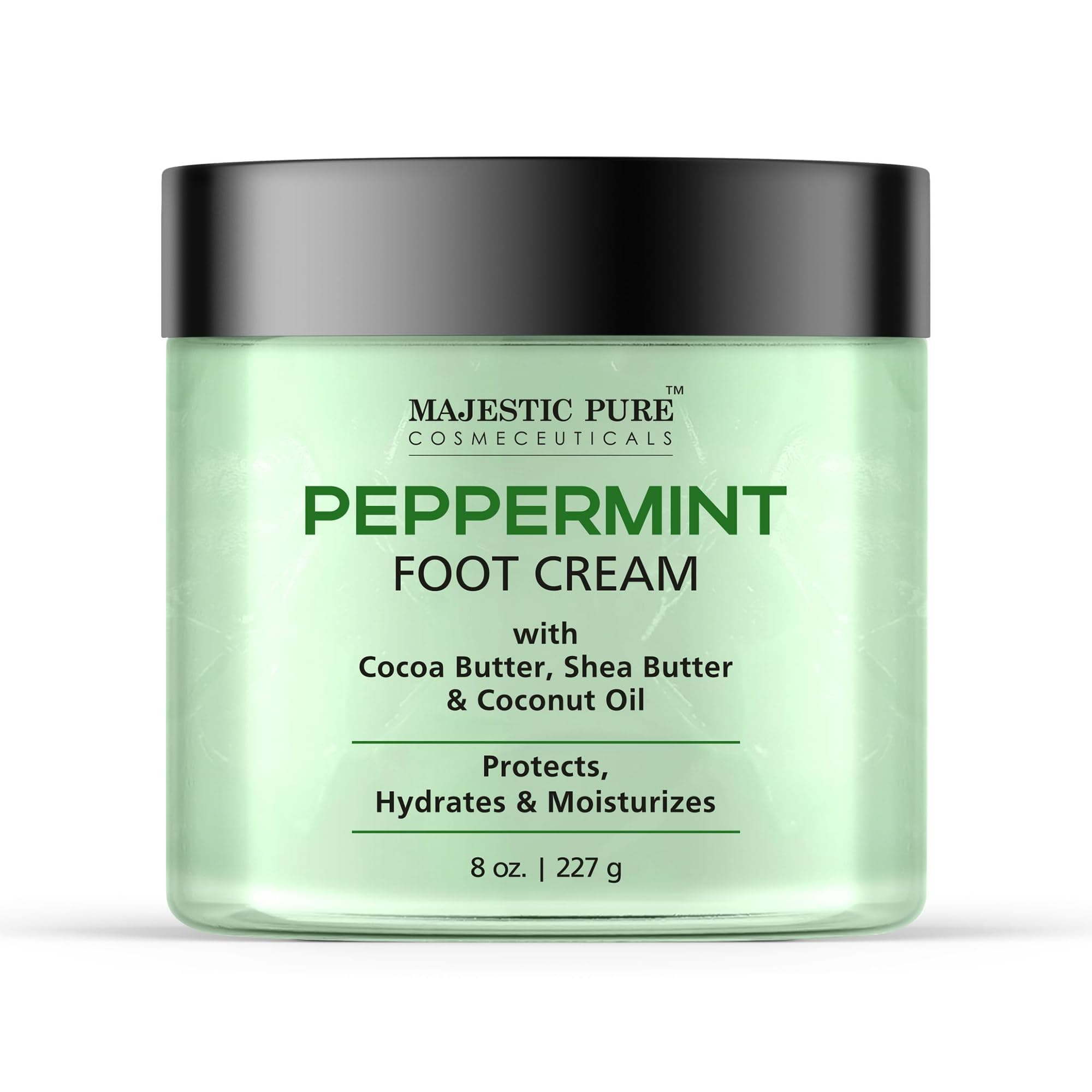 Majestic Pure Peppermint Foot Cream, Warming Cream - Calluses, Dry Cracked Feet, Hands, Heels, Elbow, Nails, and Knees - Softens & Moisturizes Skin - 8 oz