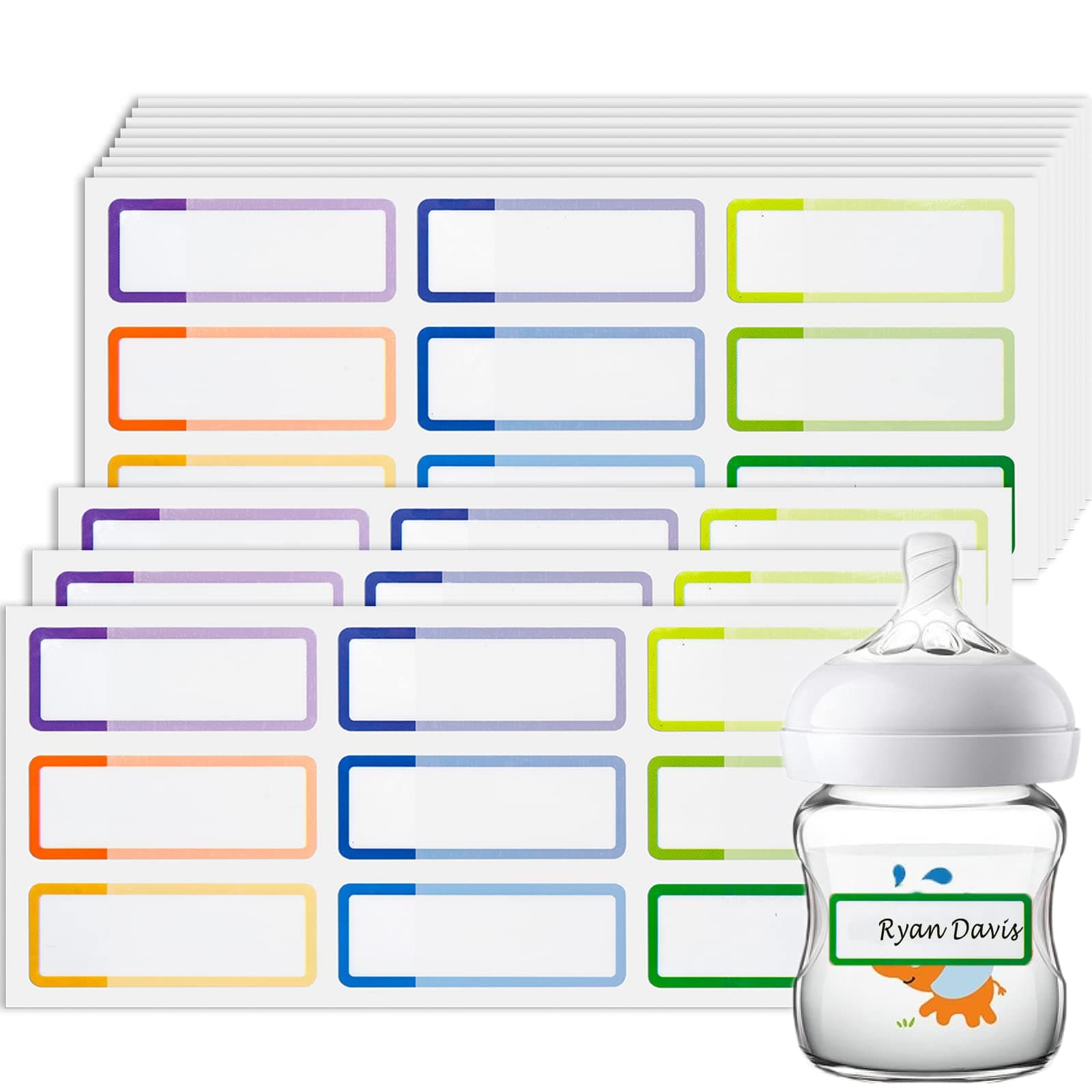 Name Labels for Kids Stuff Daycare, Waterproof Daycare Labels for School Supplies, 144 PCS Water Bottle Label, Name Tag Stickers for Day Care Essentials, Self-Laminating, Dishwasher Safe