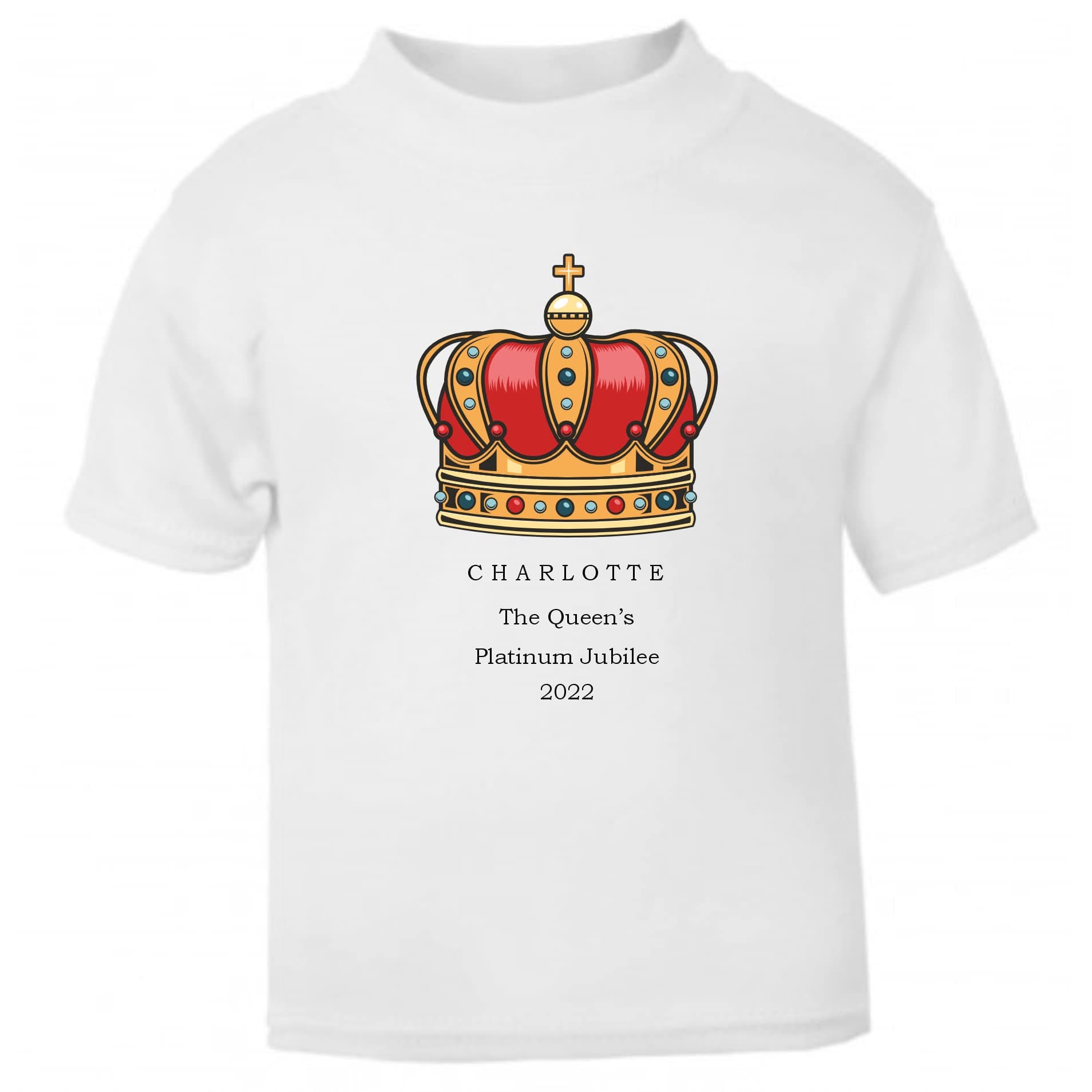 Personalised Kids Jubilee t shirt, Queen Elizabeth II Platinum tshirt for Boys and Girls, Street Party Celebration t-shirts for Mens and Womens, Family Matching Queen's Crown Theme Jubilee tops