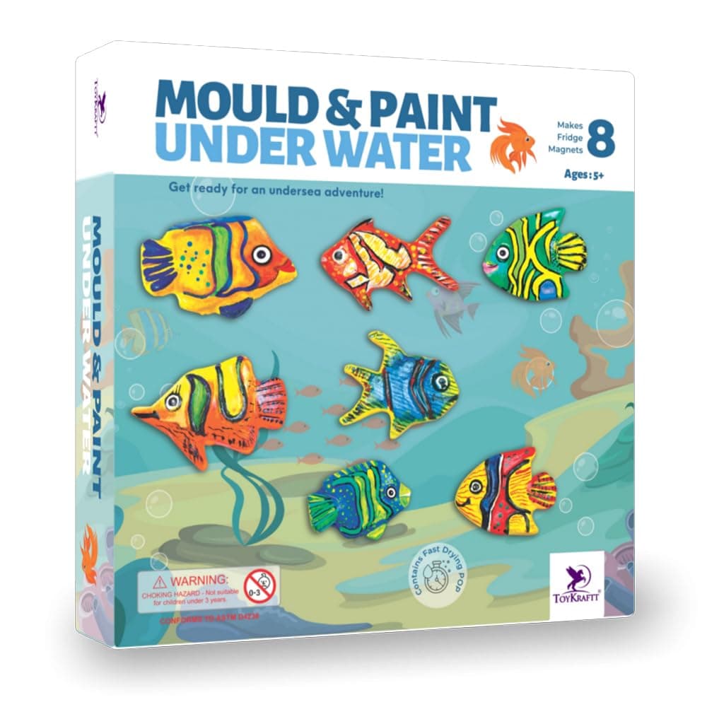 TOYKRAFTTMould & Paint Art N Craft Kit for Kids 5 + Years Old, Fridge Magnet Making Kit, Gift for Boys Girls, Mould and Paint (Under Water)