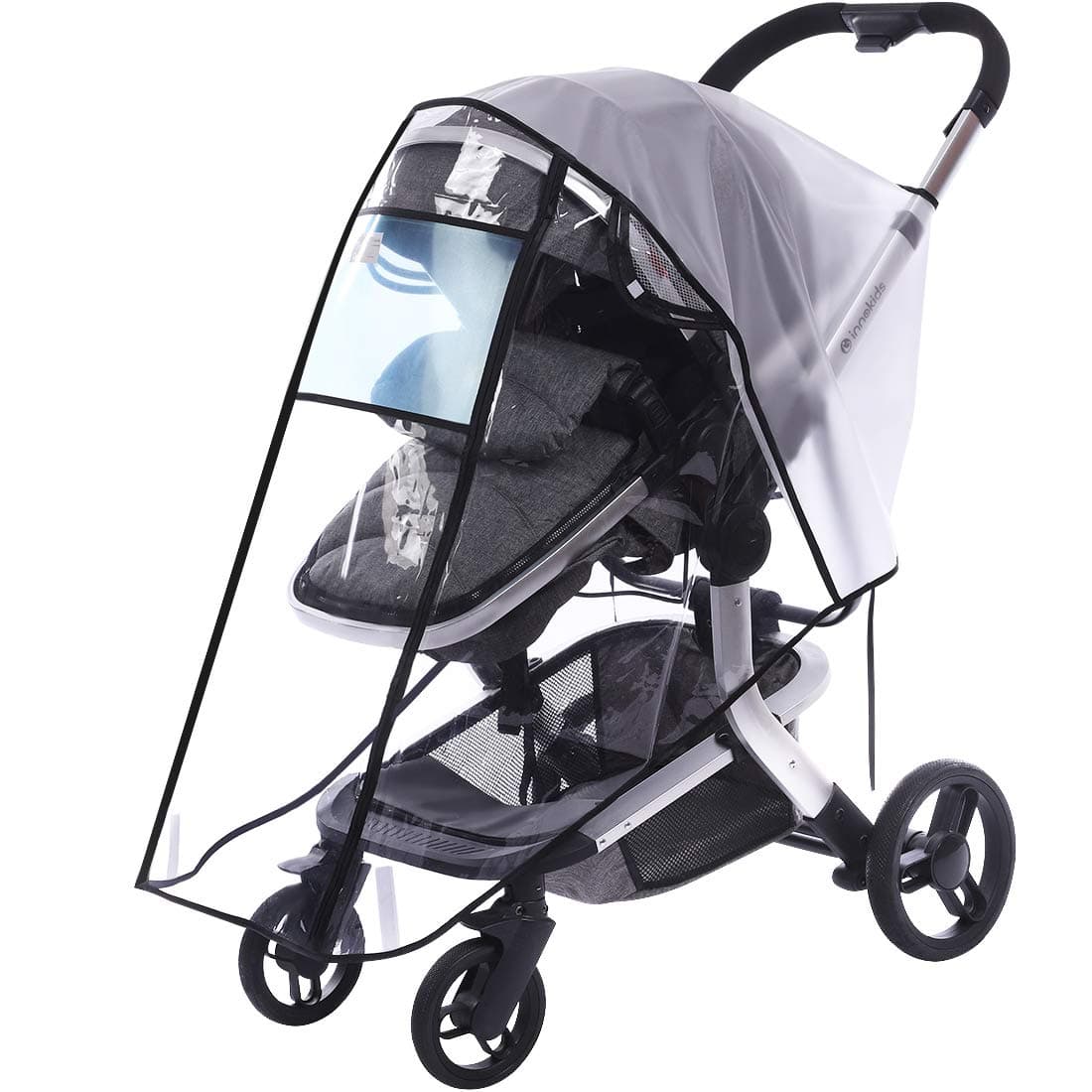Stroller Rain Cover and Free Mosquito Net - Baby Travel Weather Shields Waterproof Windproof Protection Dust-proof Shield Cover for Outdoor Use (H-Zipper-L)