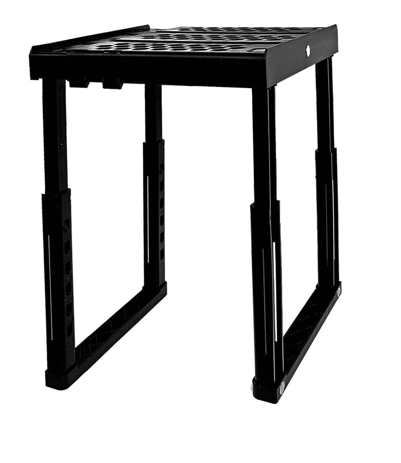 Locker Organizer Shelf， Adjustable Width and Height, Stackable, Ideal Locker Shelf for School, Office, Gym Lockers, or Even Kitchen Cabinets & Under Sink Organization (Black)