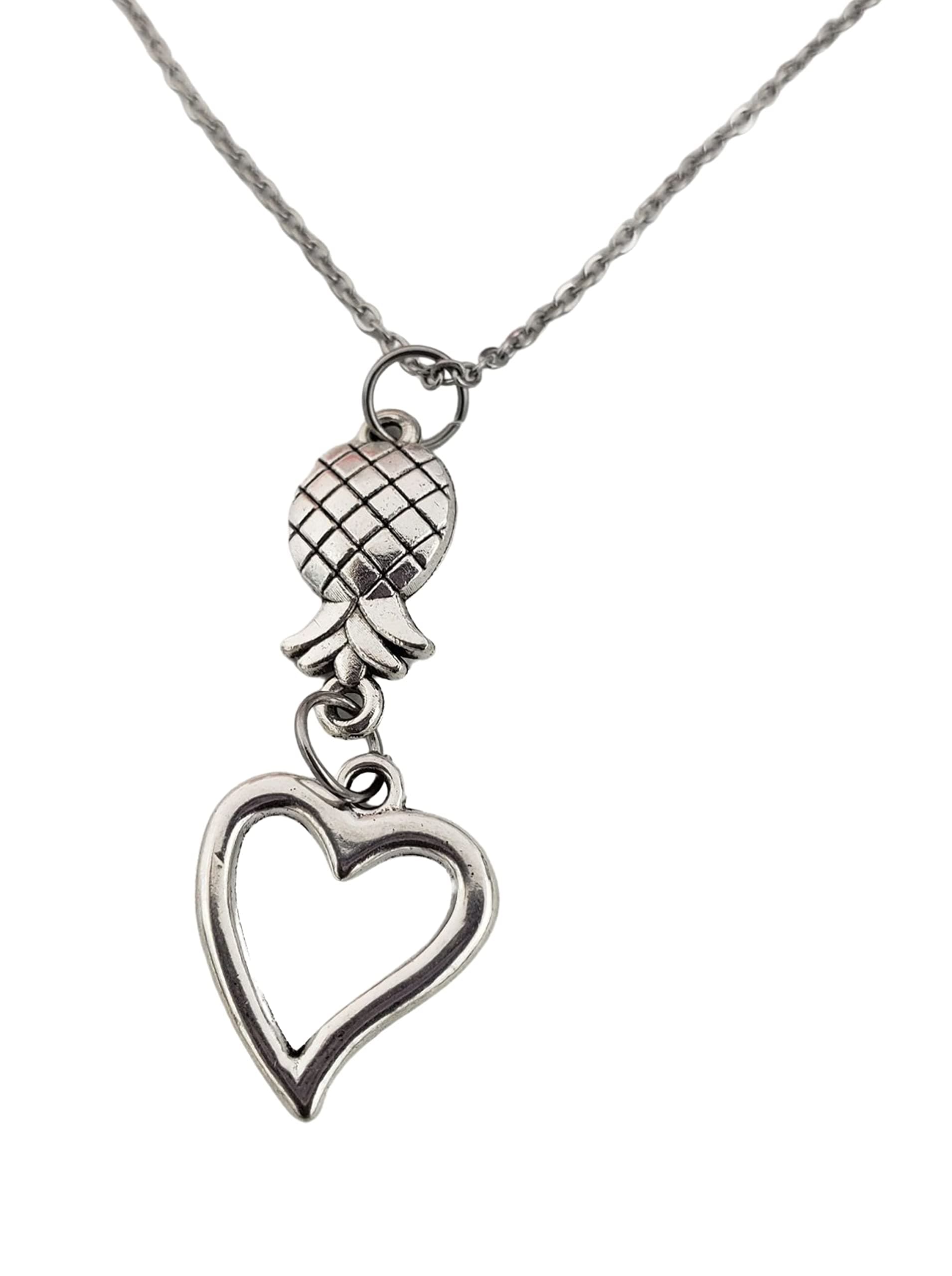 Upside Down Pineapple Necklace, Accessories, Upside Down Pineapple Jewelry, Silver Necklace, Stainless Steel Chain, Queen, Love, Relationship, Upsidedown, Valentines Christmas