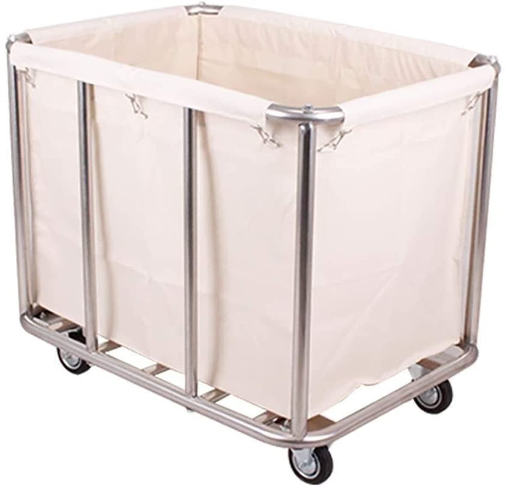 WPJ Removable Bags with Laundry Basket Extra Large Commercial Rolling Laundry Cart with Steel Frame and Wheels, Room Service Cart for Hotel, 200 Lb Load (Color : Beige) (Color : Beige)