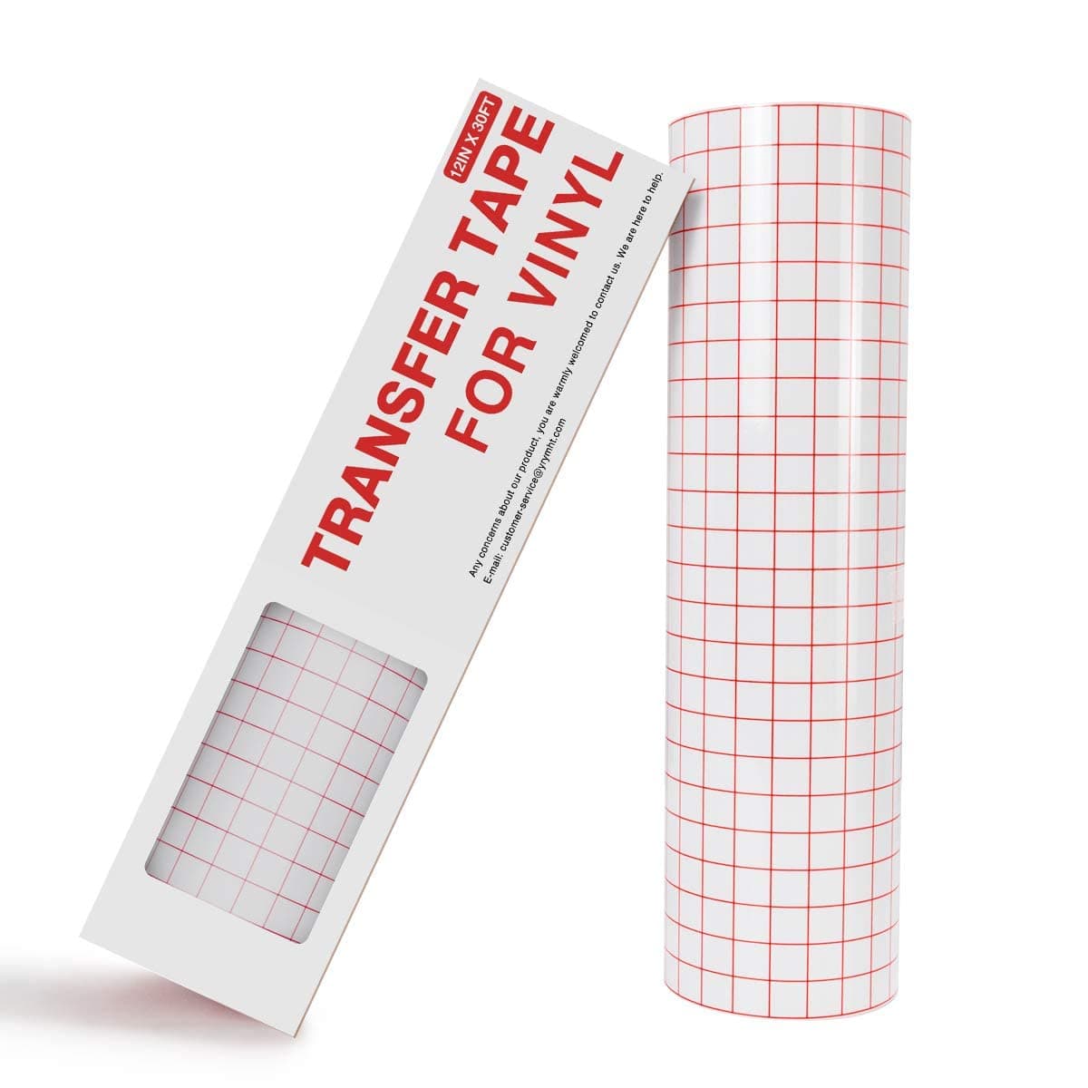 YRYM HT Transfer Tape for Vinyl, 12”x 30 Feet(30.5 * 914cm) Transfer Tape with Red Alignment Grid Medium Tack Vinyl Transfer Tape Roll for Decals,Signs, Windows and Stickers