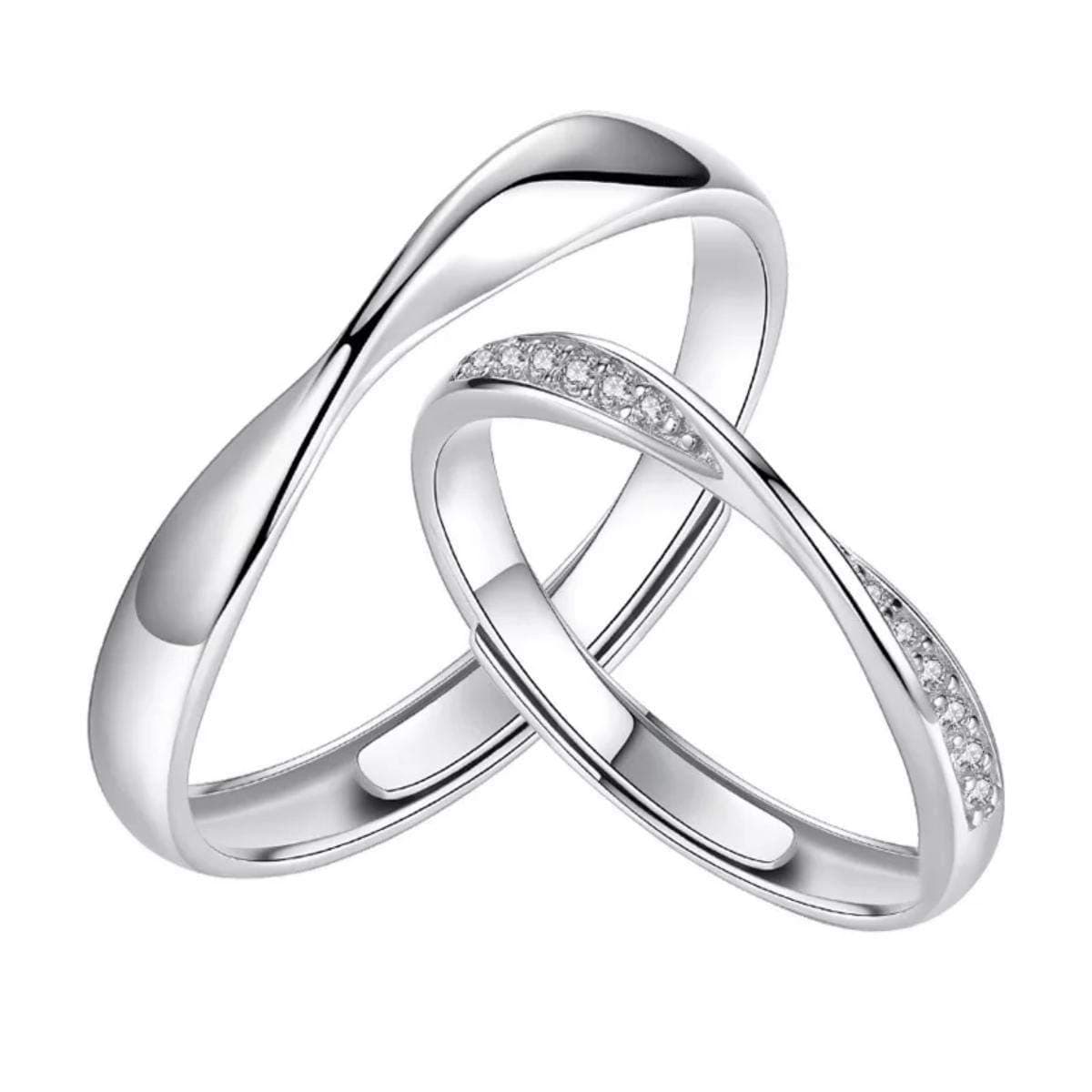 dc jewelsElegant and Stunning Love Couple Adjustable Silver Plated Ring for Men and Women