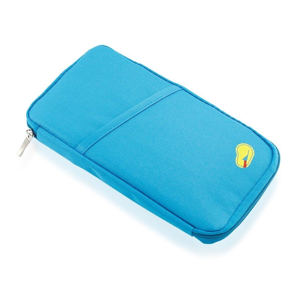 Travel document organizer & Travel wallet & Passport holder (Blue)