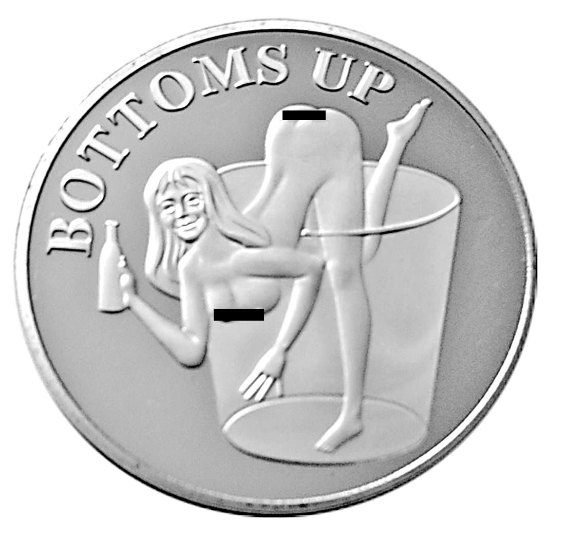Bottoms Up Lucky Heads & Tails Challenge Coin Gift For Men