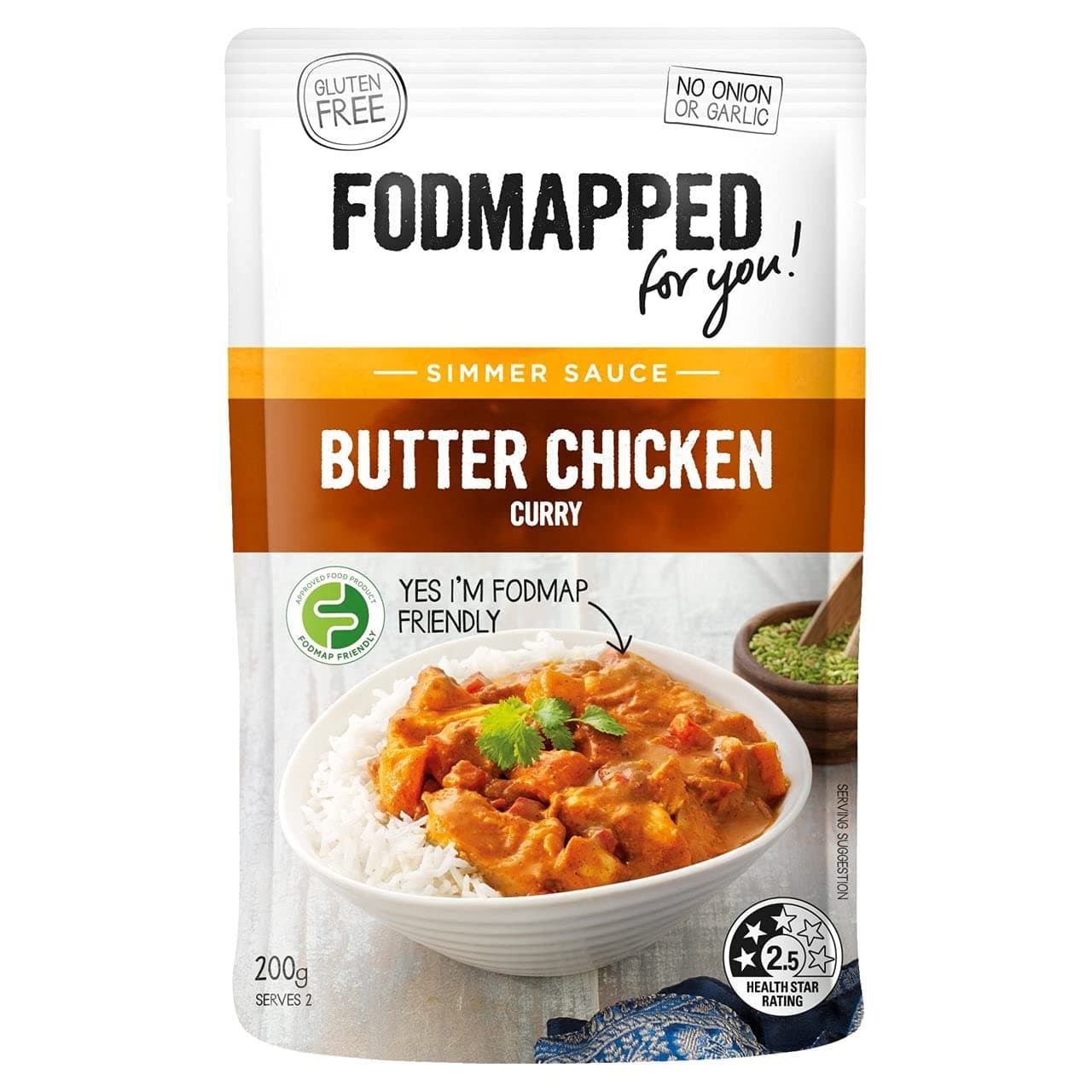 Fodmapped Butter Chicken Curry Simmer Sauce, 200 g