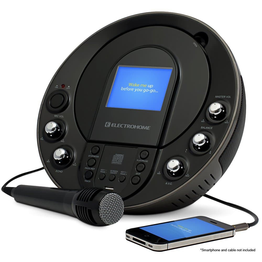 Electrohome Karaoke Machine Portable Speaker System CD+G/MP3+G Player with 3.5" Video Screen, 2 Microphone Connections, Singing Music, & AUX Input for Smartphones, Tablets, & MP3 Players (EAKAR535)