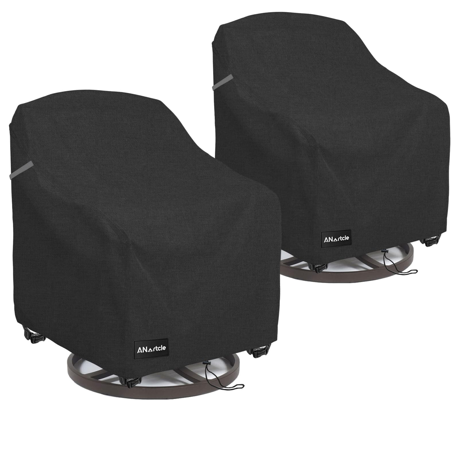 ANartcle Swivel Patio Chair Covers 2 Pack,Waterproof Heavy Duty Outdoor Chair Covers,Patio Swivel Chair Covers for Outdoor Furniture (30 W x 34 D x 38.5 H inches)Black.