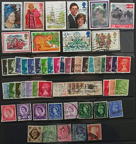 50 different Great Britain stamps including 1841 1d Victorian stamp