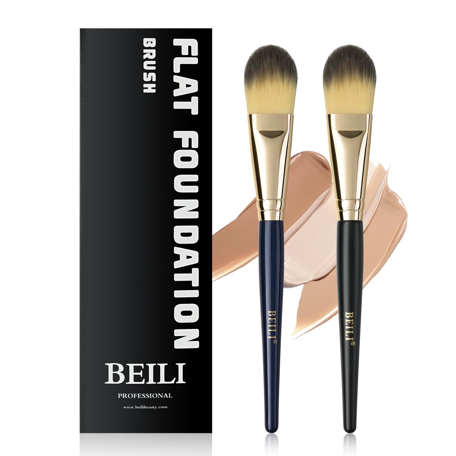 Foundation Brush Set for Liquid Mask Concealer Makeup Flat Foundation Makeup Brushes for Liquid Cream Foundation Powder Buffing Blending Premium Face Makeup Brushes(2Pcs)