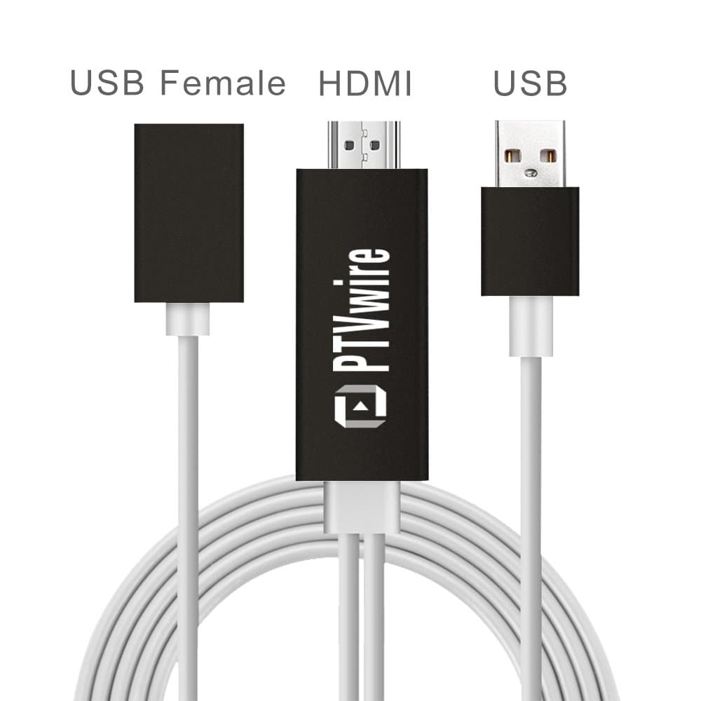 Wire Dongle For iPhone/Android HDMI Converter Cable, PTVwire Dual OS Support ISO and Android Smarphone Lightning Digital AV Cable