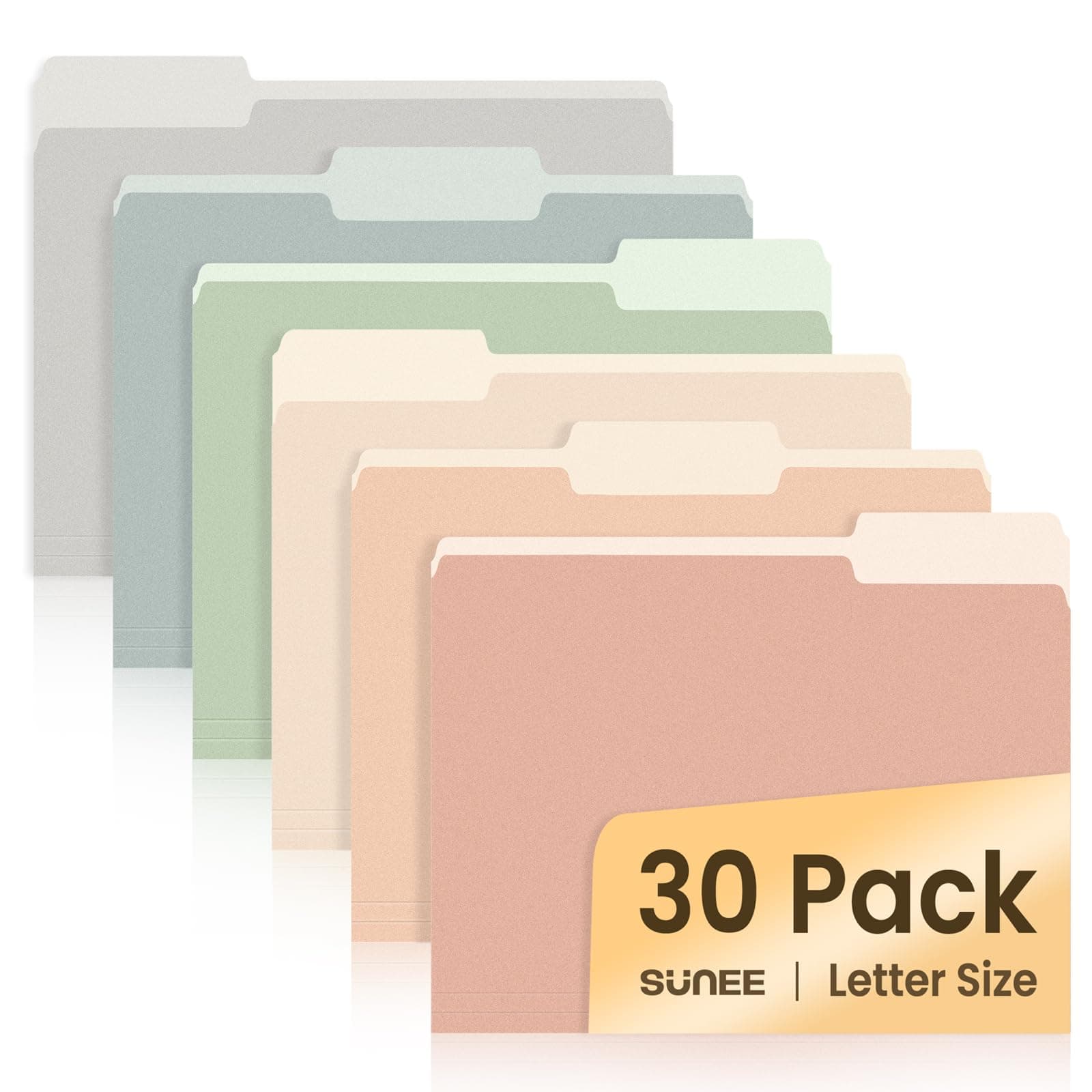 SUNEE File Folders, 30 Pack Manilla Folders 8.5 x 11, Colored File Folders Home Office School Supplies for Documents Files Paper,6 Pastel Colors
