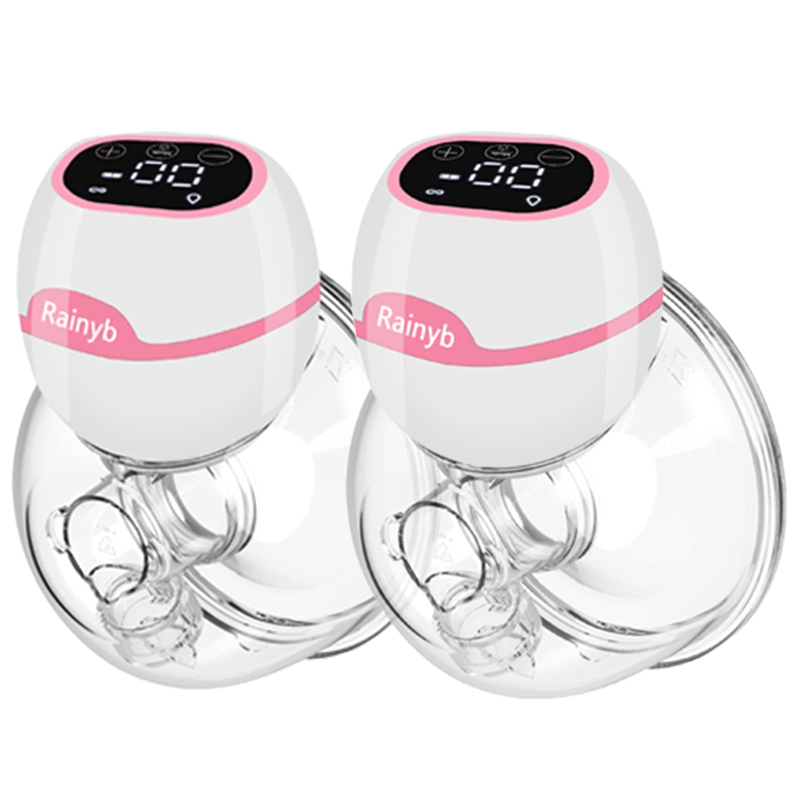Rainyb Double Wearable Breast Pump, Electric Hands Free Breast Pump Quiet Spill-Proof Strong Suction Power, Can Be Worn in-Bra 3 Modes & 9 Levels with Touch Display Comes with 19/21/24mm Flanges