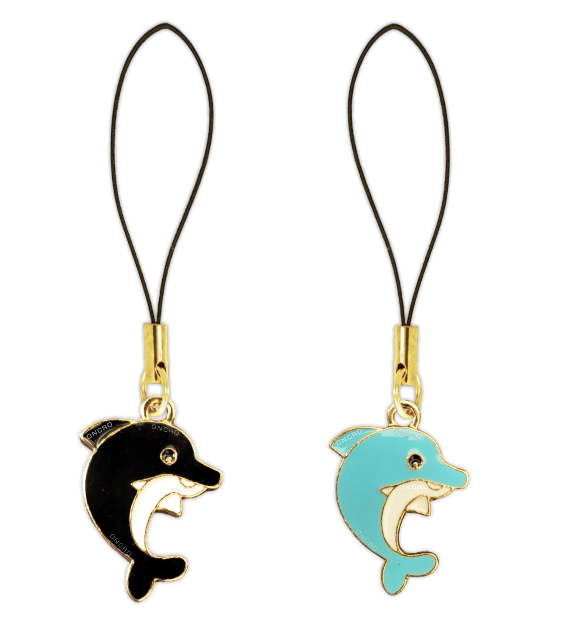 Pack of 2 Lucky Dolphins fish pendant phone charms aesthetic for girls women backpack hanging keychain key ring gold accessories necklace bracelet clasp thread Ornament decor Smart combo