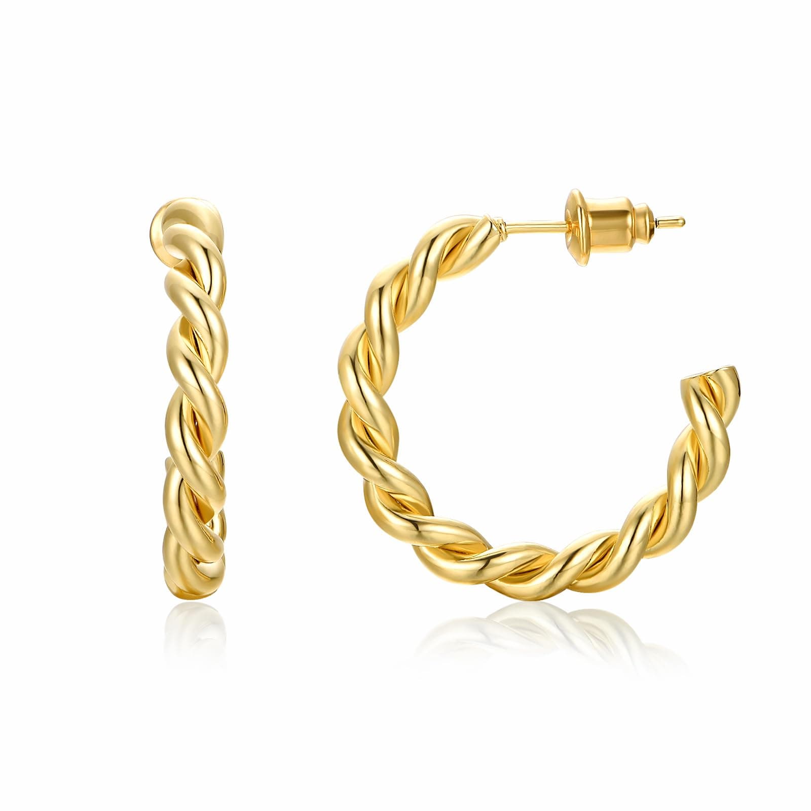 CocadantSterling Silver Hoop Earrings for Women,14K Real Gold Plated Hypoallergenic Hoop Earrings with Elegant Gift Box