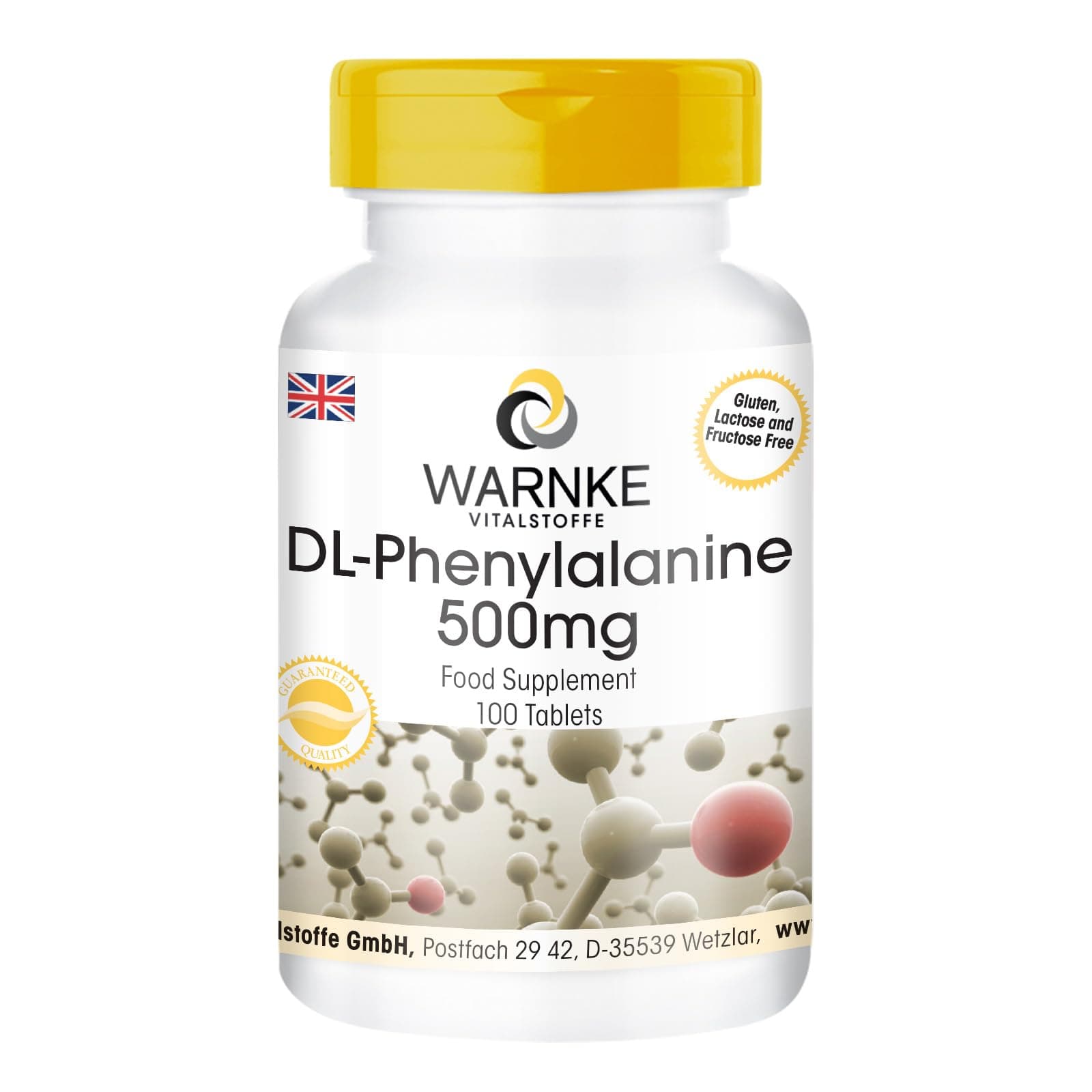 DL-Phenylalanine 500mg, Essential Amino Acid, Vegan, 100 Tablets | Warnke Vitalstoffe - German Pharmacy Quality