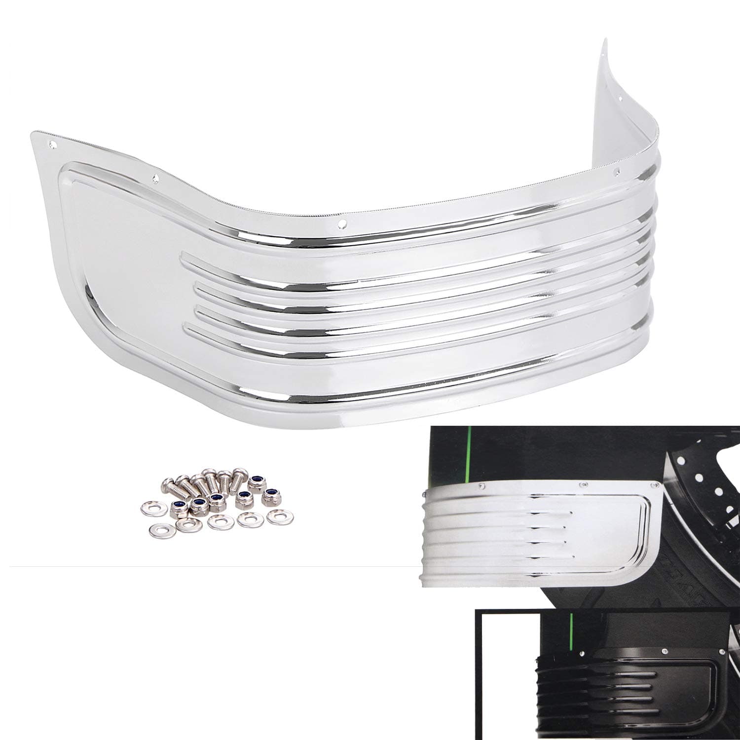 Ribbed Chrome Front Fender Skirt For Harley Touring Road King Electra Tri Glide FLHT FLHR Ultra Classic 1980-2013