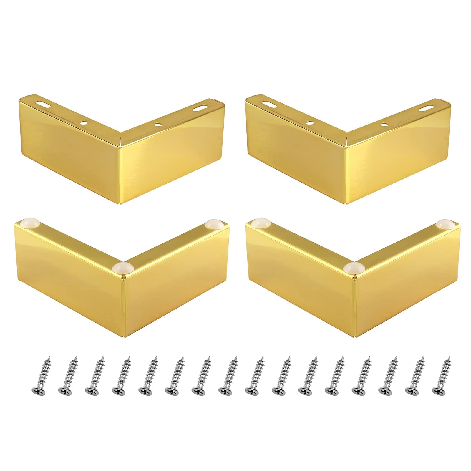4 Pack Furniture Legs 2 Inch Height, Modern Design Furniture Feet Metal Sofa Legs Replacement for Sofa Coffee Table Cupboard Cabinet TV Stand Feet, Gold, 4.72 Inch Length
