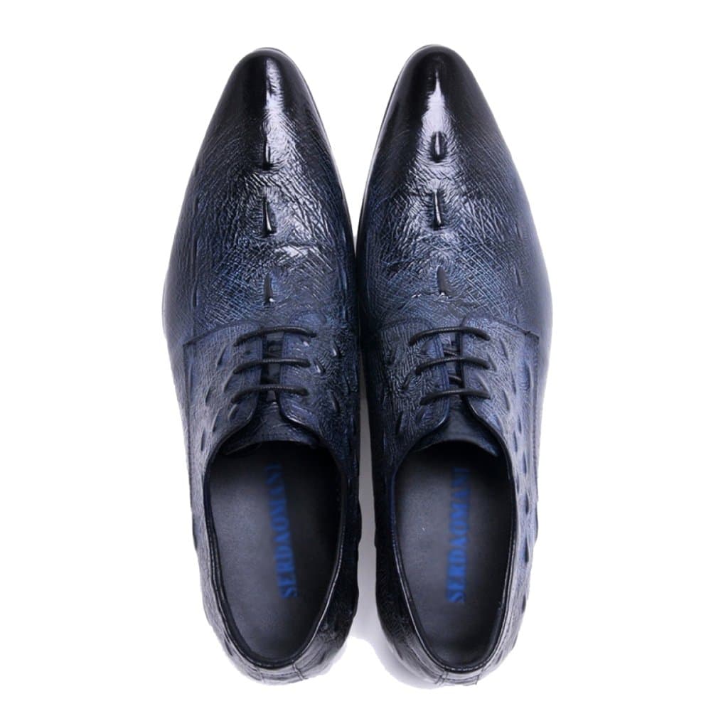 Men Male Brogues Derbys Lace Ups Pointed-toe Leather Shoes Classic Crocodile Grain Formal Business Shoe For Gent Work Wedding Party