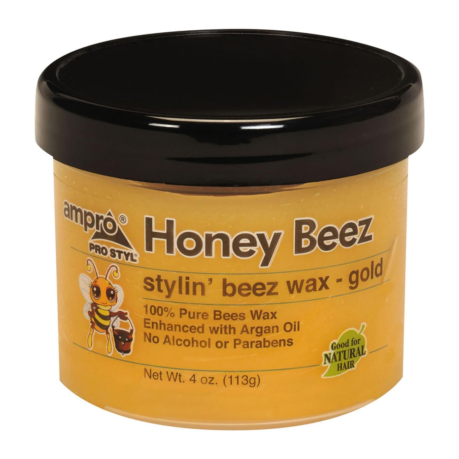 Pro Styl Beez Wax - Softens Your Hair and Provides Strong Hold - Infused with Argan Oil to Smooth and Condition Tresses - Creates Sleek Looks When Locking, Curling, and Braiding - Gold - 4 oz