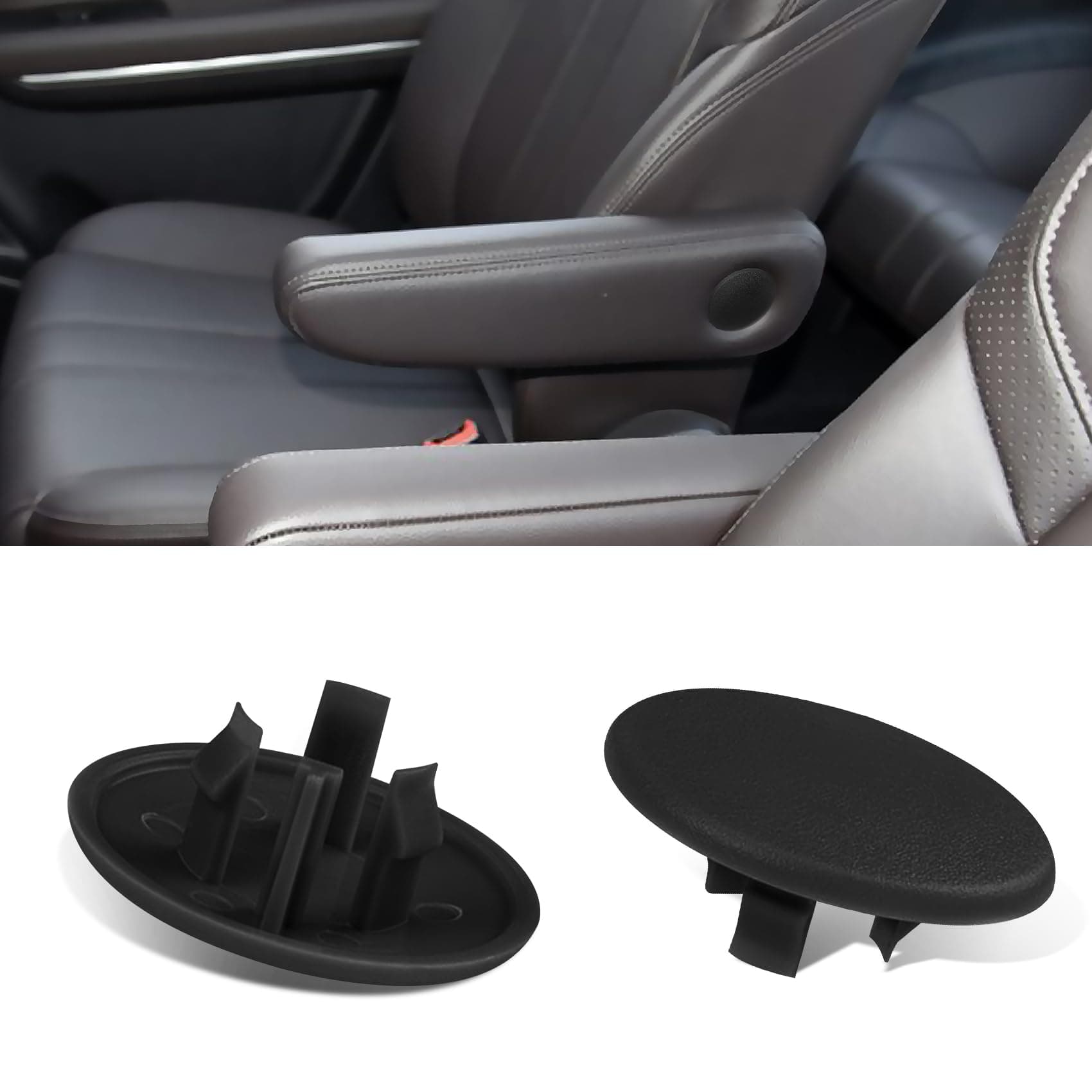 2PCS Armrest Cover Cap, Seat Parts Replacement for 07-19 Chevy Tahoe Cadillac Escalade Suburban Yukon, 15279689 Left or Right Rear Bucket Seats Arm Rest Handle Trim Bolt (Black)