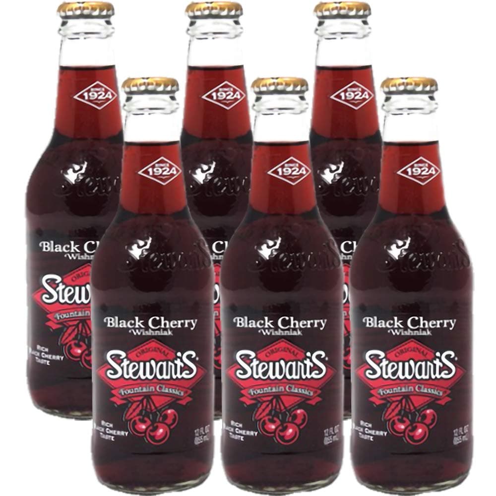 Stewarts Original Black Cherry Wishniak Soda 12 Oz Glass Bottle (Pack of 6, Total of 72 Oz)
