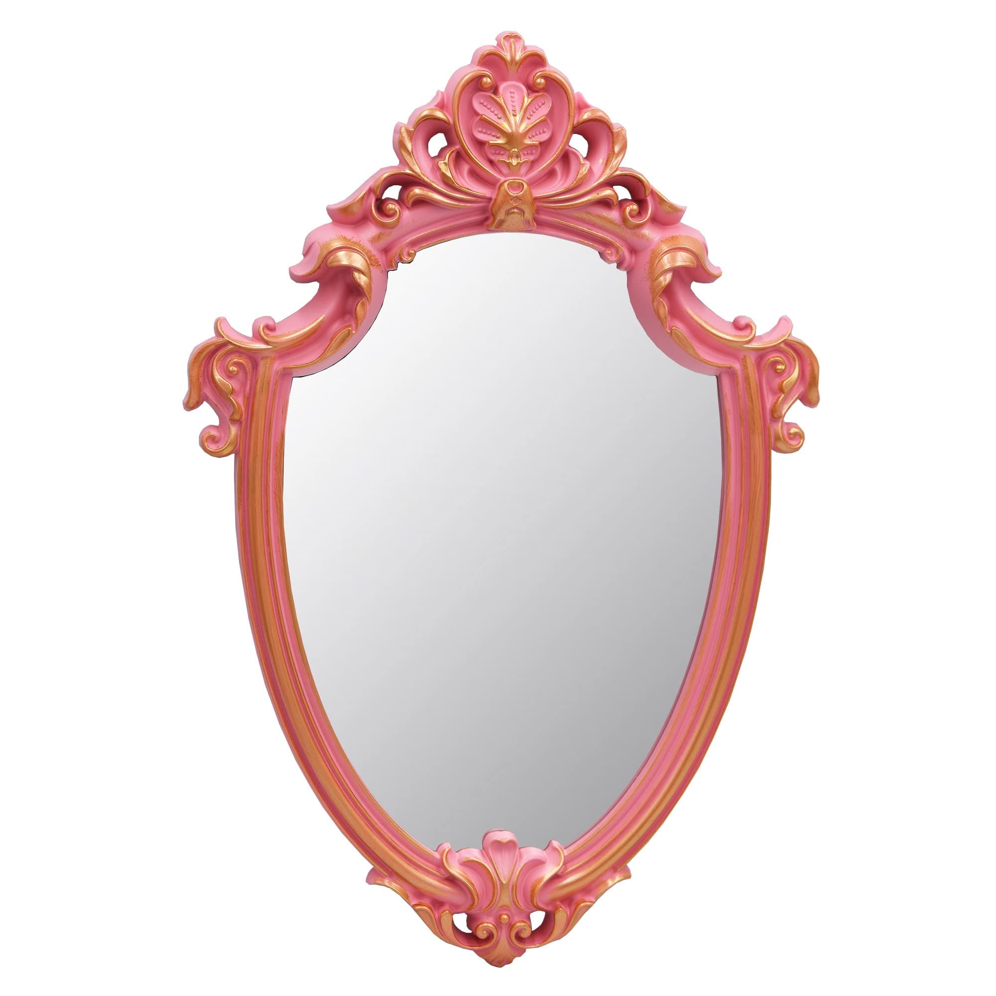 16.5 x 11 inch Vintage Mirror Antique Mirror Decorative Wall Mirror Shield Shape (Pink)
