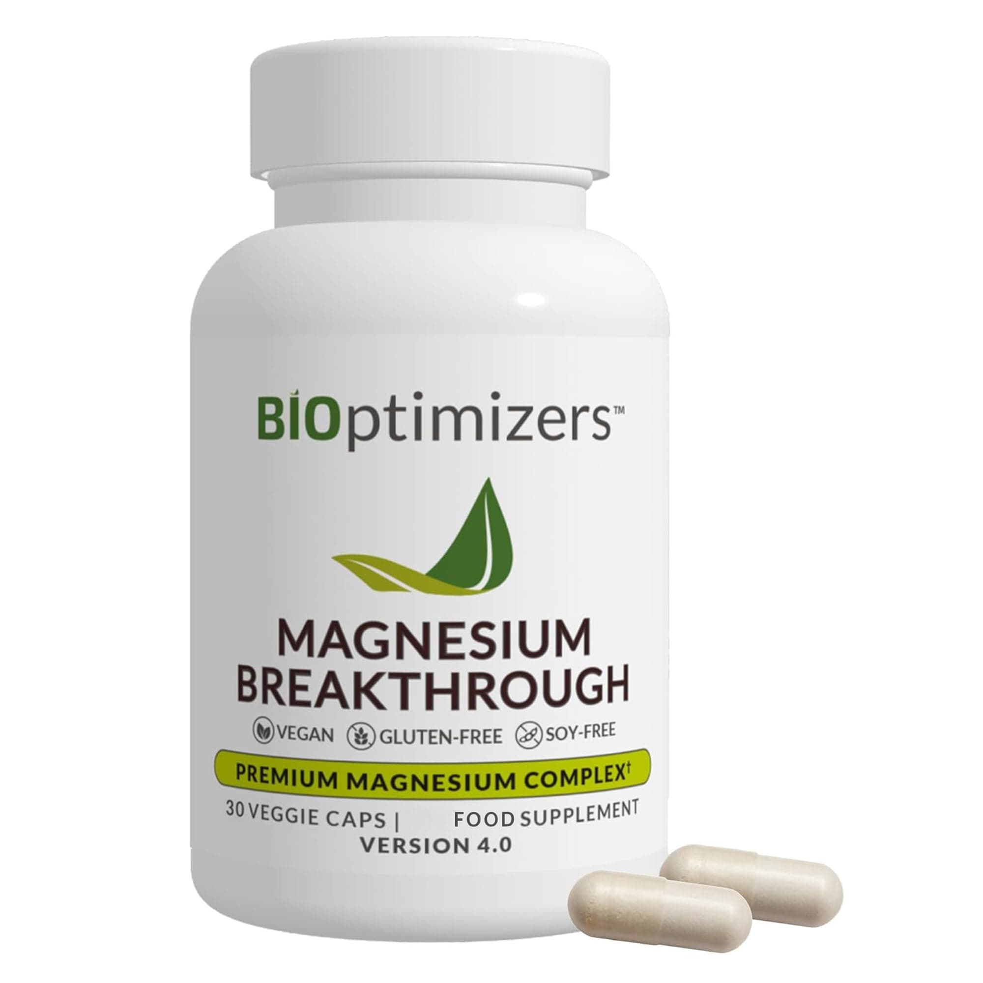 BIOptimizers Magnesium Breakthrough Supplement with 500mg - 7 Forms of Magnesium: Glycinate, Malate, Citrate, and More - Natural Support for Sleep and Cognitive Function -30 Capsules- Calming Vitamins