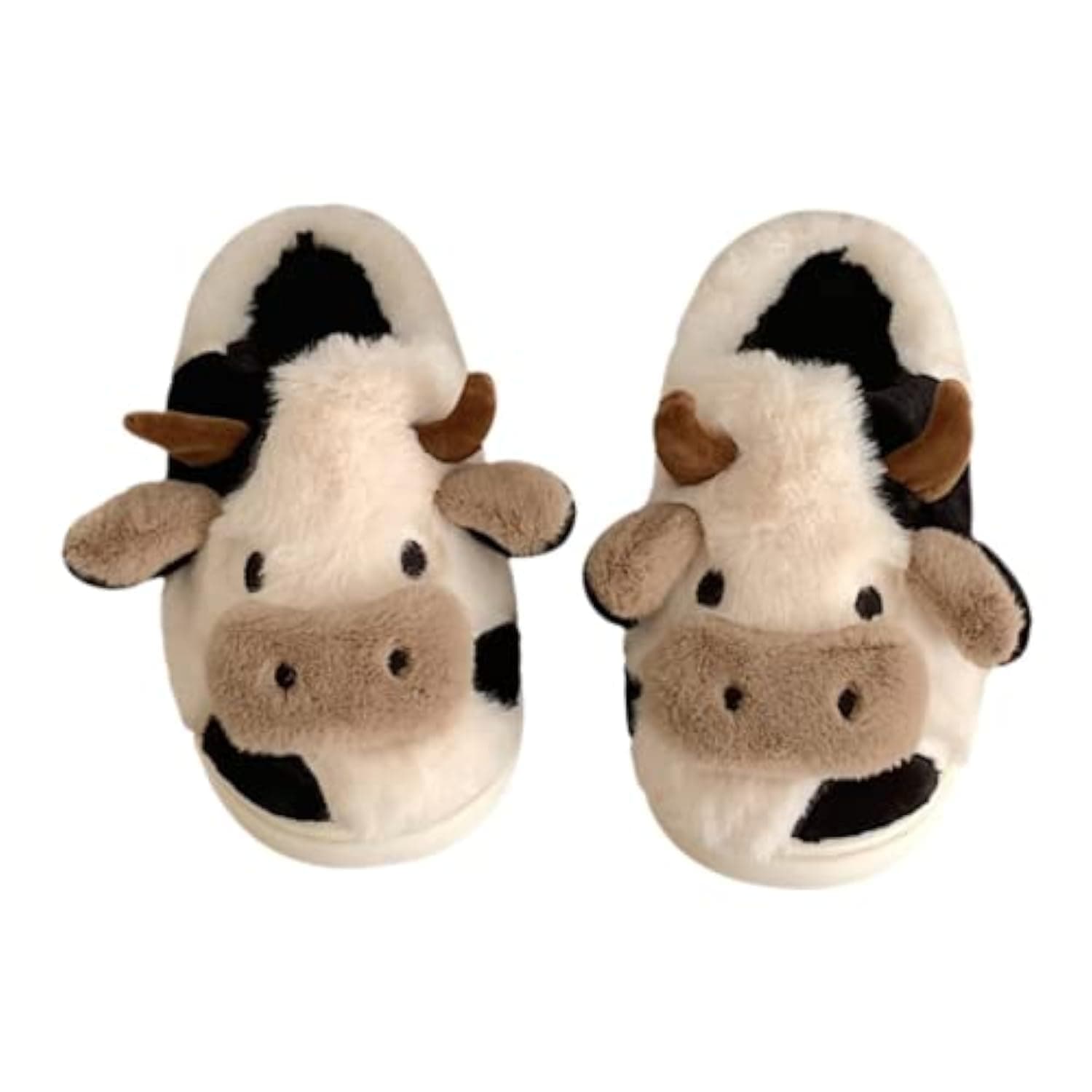 Women's Kawaii Slipper, Cotton Animal Print Slippers for Female, Plush Cow House Slippers in 3 Sizes
