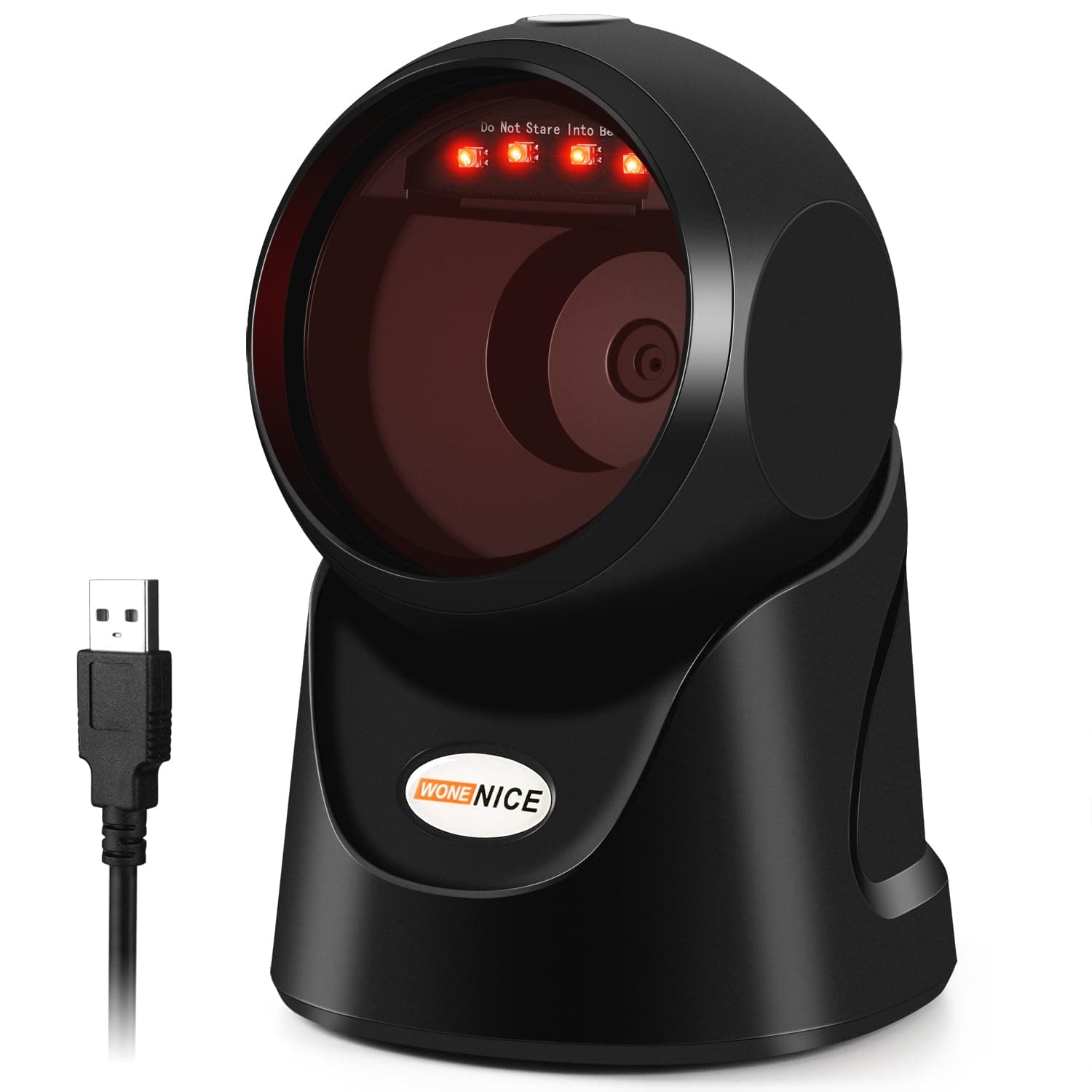 WoneNice Automatic Omnidirectional Barcode Scanner, Desktop 1D 2D QR Code Scanner, Hands-Free USB Wired Image Reader for Warehouse Retail Supermarket Books & Inventory