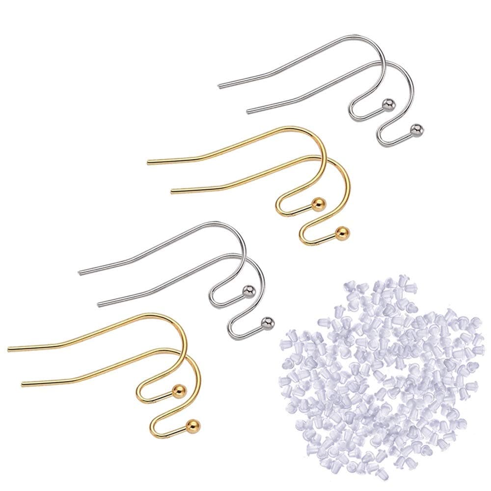 Zittop 200 PCS French Hook Ball Dot Earwires 22x11mm Dangle Earring