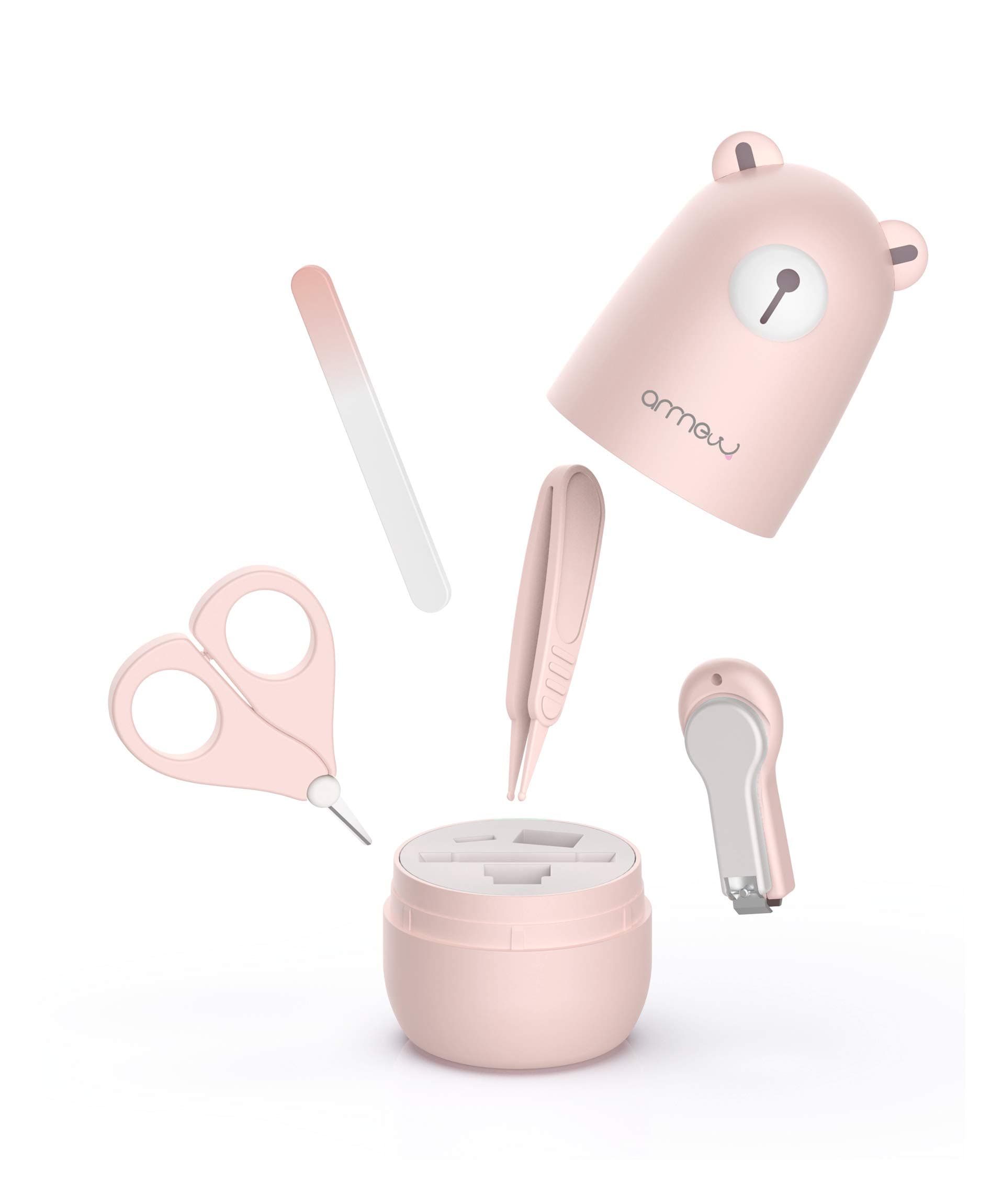 Baby Nail Kit by ARRNEW | 4-in-1 Baby Grooming Kit with Cute Case, Baby Nail Clippers, Scissor, Nail File & Tweezer | Baby Manicure Kit and Pedicure kit for Newborn, Infant & Toddler