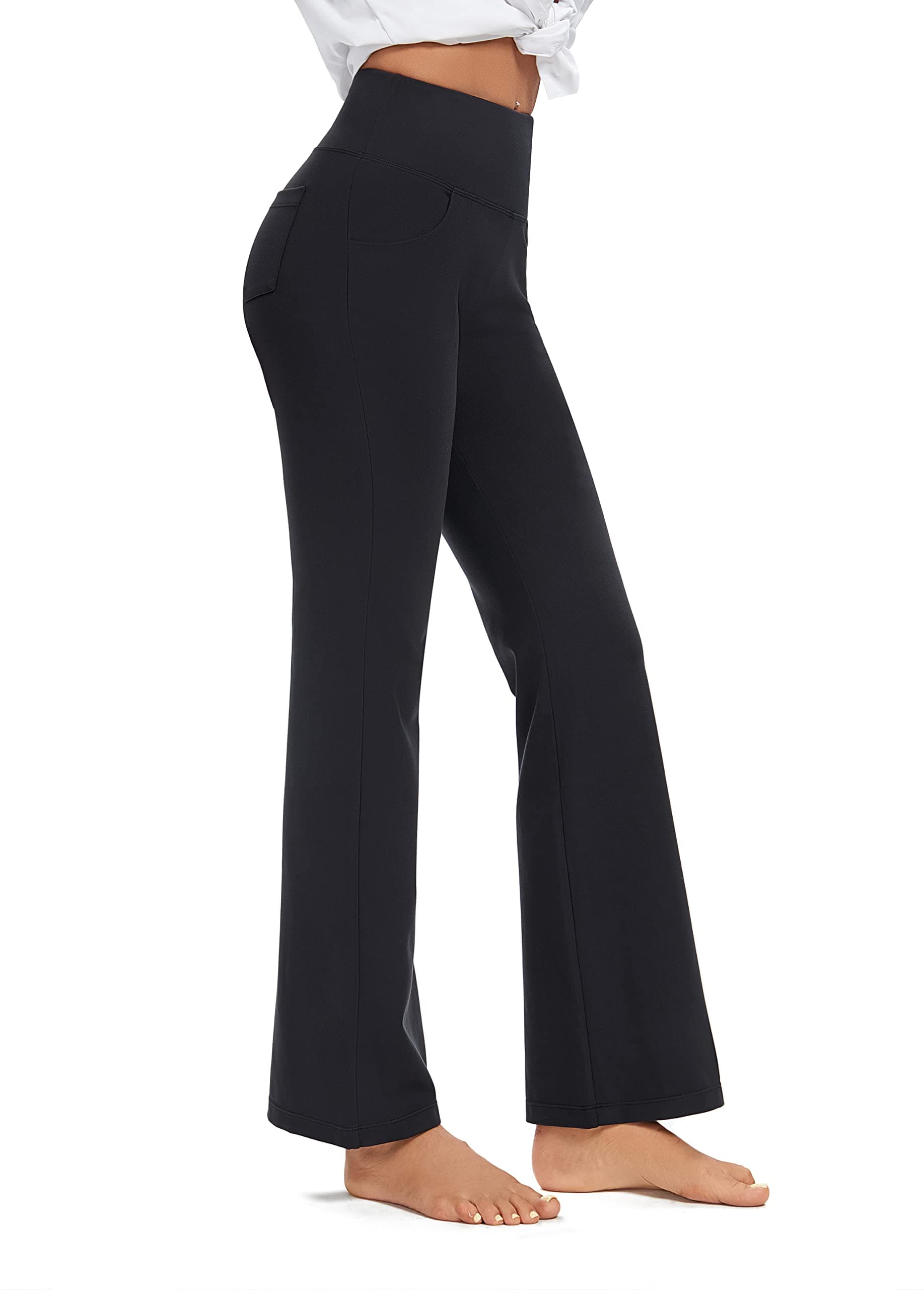 Houmous Women's Bootcut Dress Yoga Pants with Pockets High Waist Stretch Casual Pull On Work Pants for Office Business