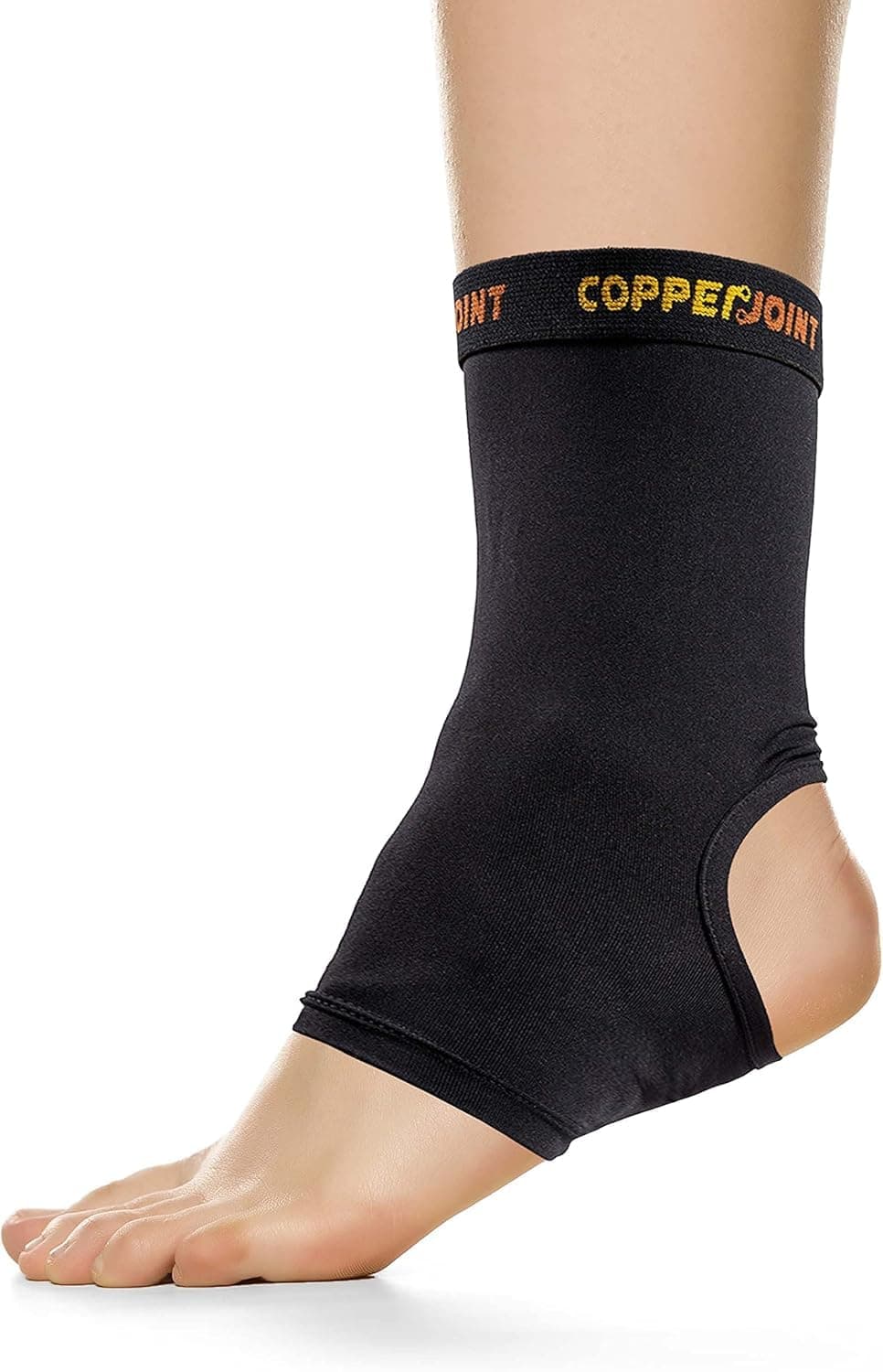 CopperJoint Athletic Foot Ankle Compression Sleeve – Pull On Copper Ankle Brace Women Support, Foot Sleeves, Breathable Elastic Braces Design for Basketball, Running, Sports - Single