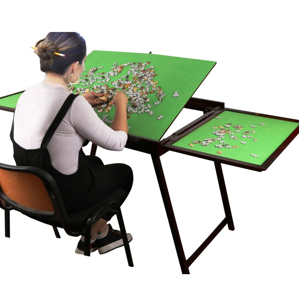 Wooden Jigsaw Puzzle Table for Adults & Kids,Large Portable Folding Table with Storage & Cover,Fold-and-Go Tilting Table,Multifunction Home Furniture - Puzzle Accessories for 1500 Pcs