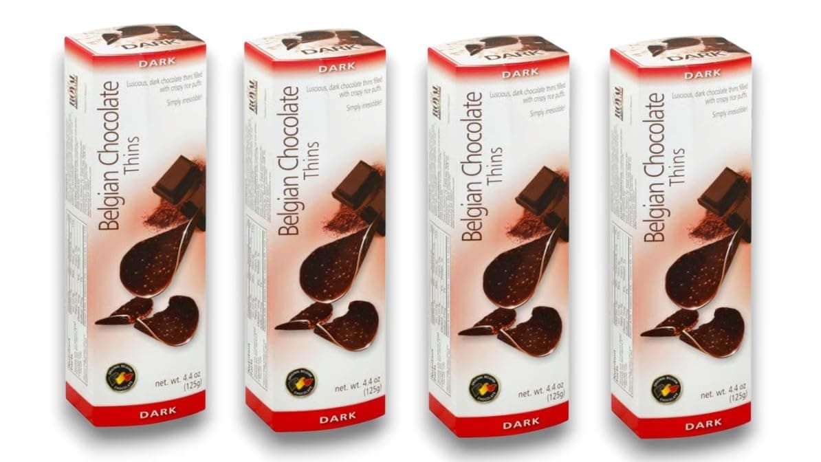 Royal Chocolates Belgian Chocolate Thins Dark, 4.4 Oz x 4 (Pack of 4)