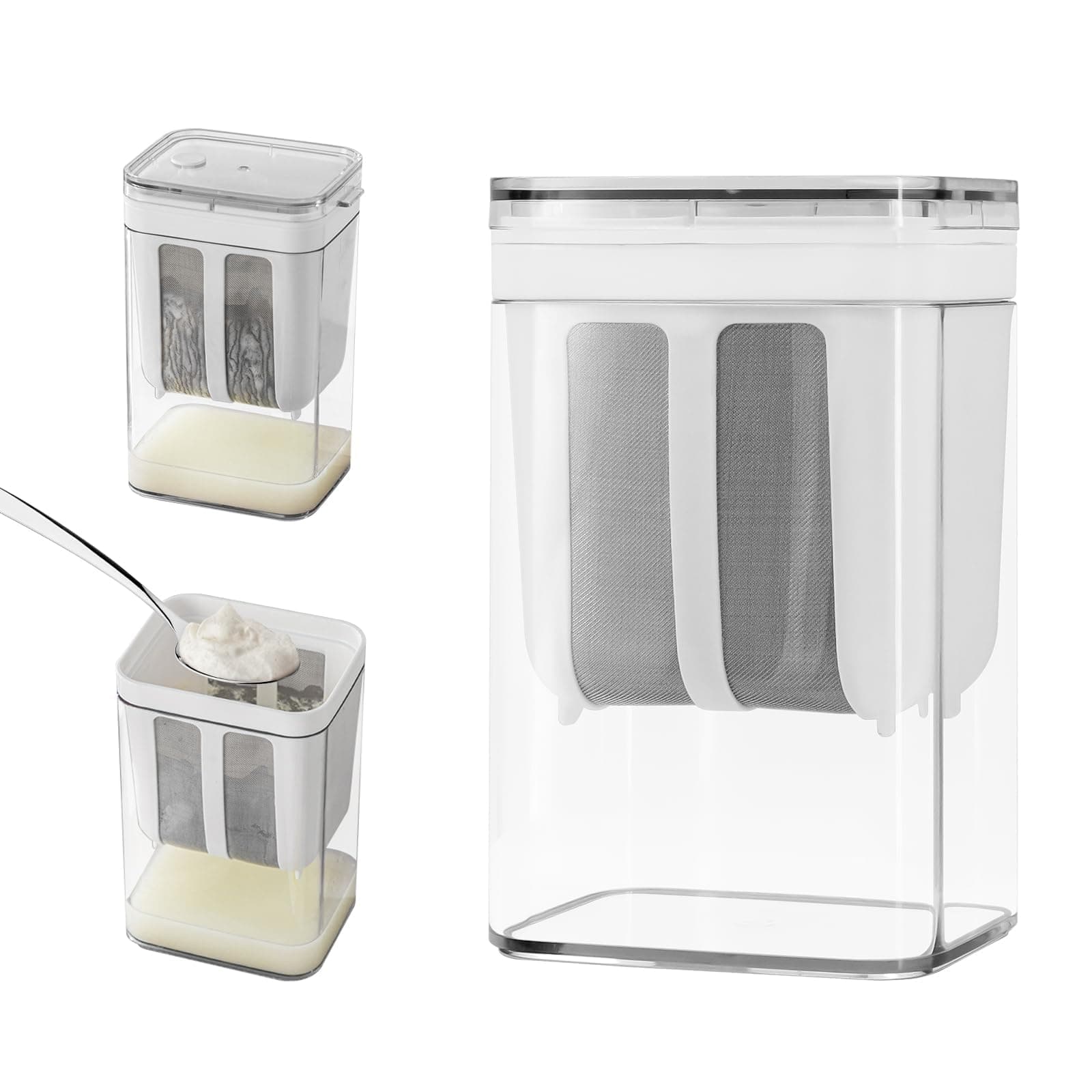 Yogurt Maker Strainer - Multi Yoghurt Strainer with Fine Mesh Bag & Lid for Thick Greek Yogurt, Soybean Milk, Berries, Soup, Fruit Juice, Coffee, Tea