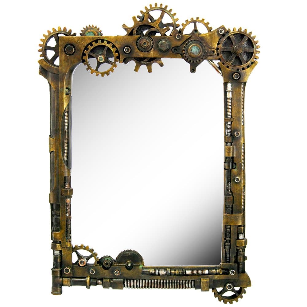 Pacific Giftware Steampunk Gearwork Time Travel Wall Sculptural Mirror 22 Inch Tall Decorative Steampunk Accent