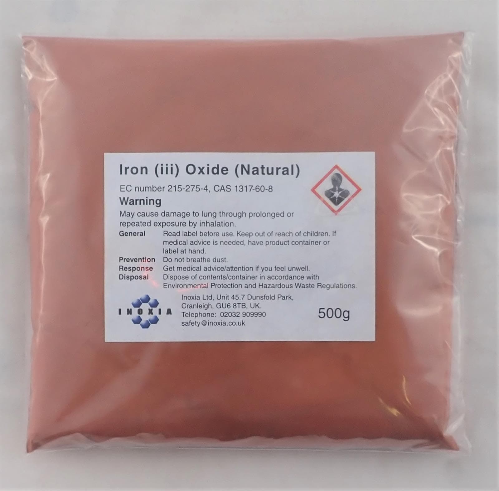 Inoxia Iron (III) Oxide (Red Rust Pigment and Reagent) - Type: Natural - Weight: 500g