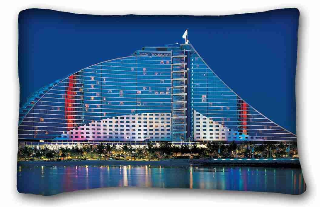 Soft Pillow Case Cover ( City dubai UAE Jumeirah Beach Hotel ) Standard Size Pillowcase for Hair & Facial Beauty Size 20x30 Inches suitable for Twin-bed PC-Purple-35661