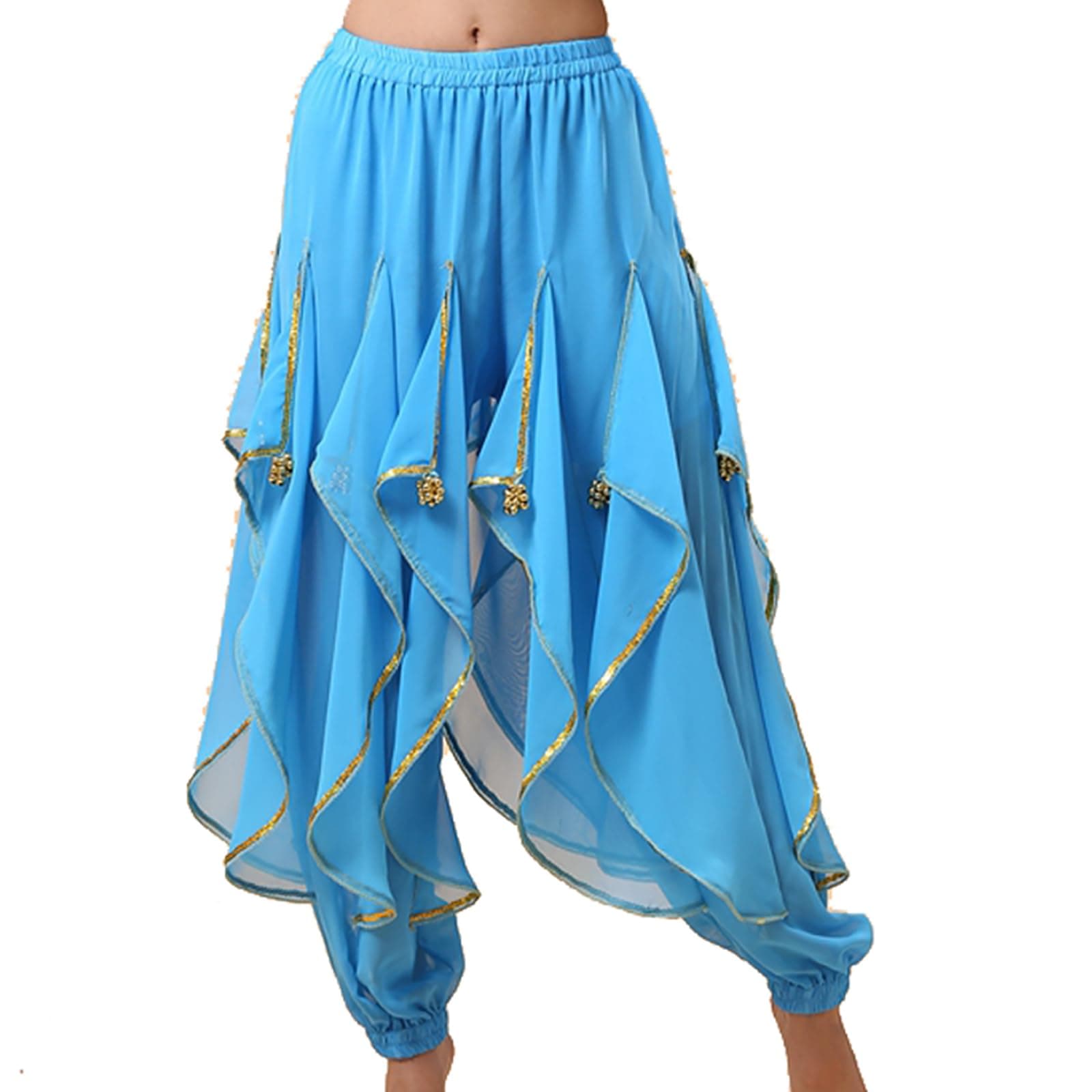 Harem Pants Belly Dance Costume India Arab Dancing Tribal Wavy Pants Trousers